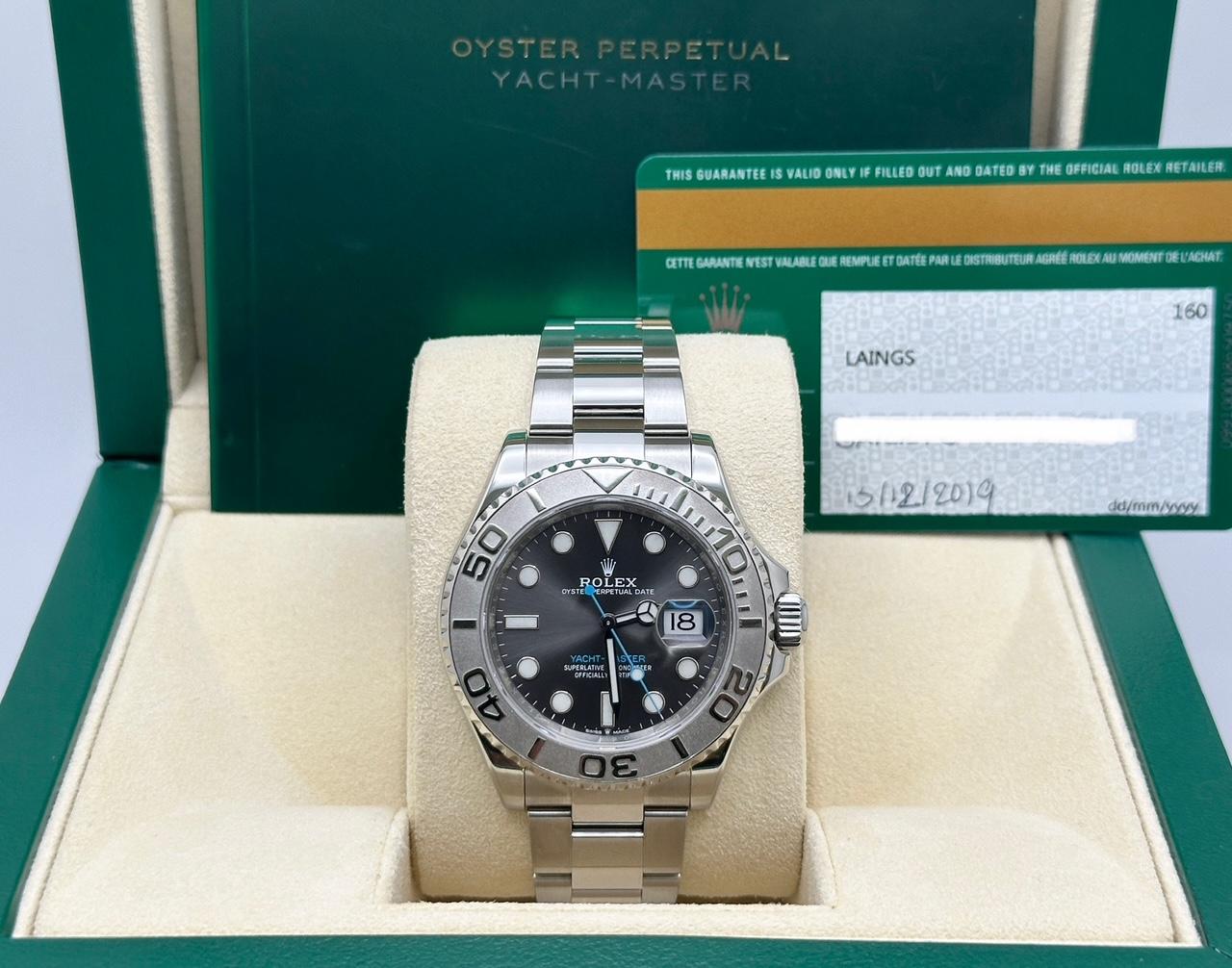 Style Number: 126622



Serial: W5067***



Year: 2019

 

Model: Rolex Yacht-Master

 

Case Material: Stainless Steel

 

Band: Stainless Steel

   

Bezel: Platinum

  

Dial: Rhodium

 

Crystal: Sapphire Crystal

 

Case Size: 40mm

