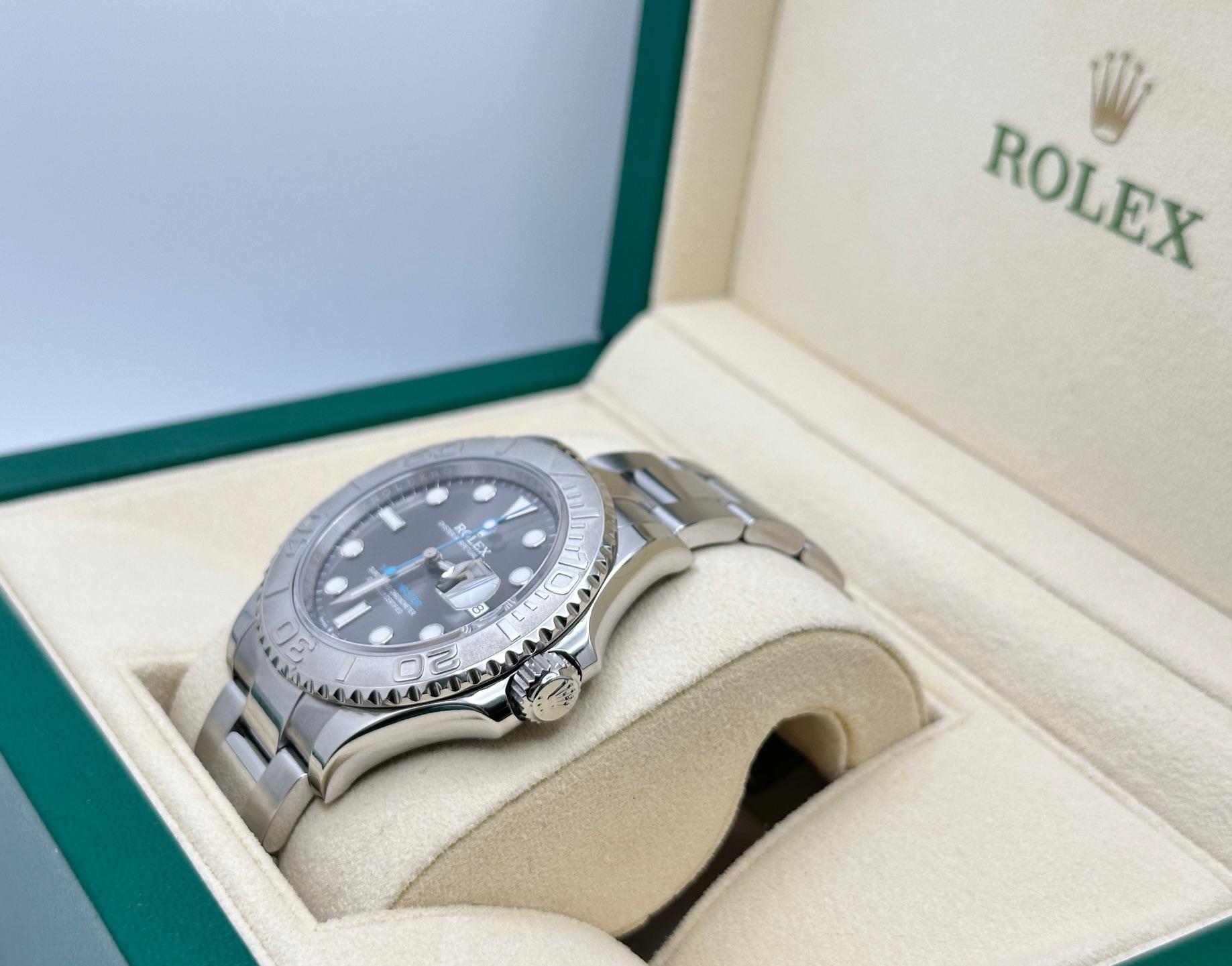 Men's Rolex Yacht Master 126622 40mm Slate Rhodium Dial Platinum Bezel Steel Box Paper For Sale