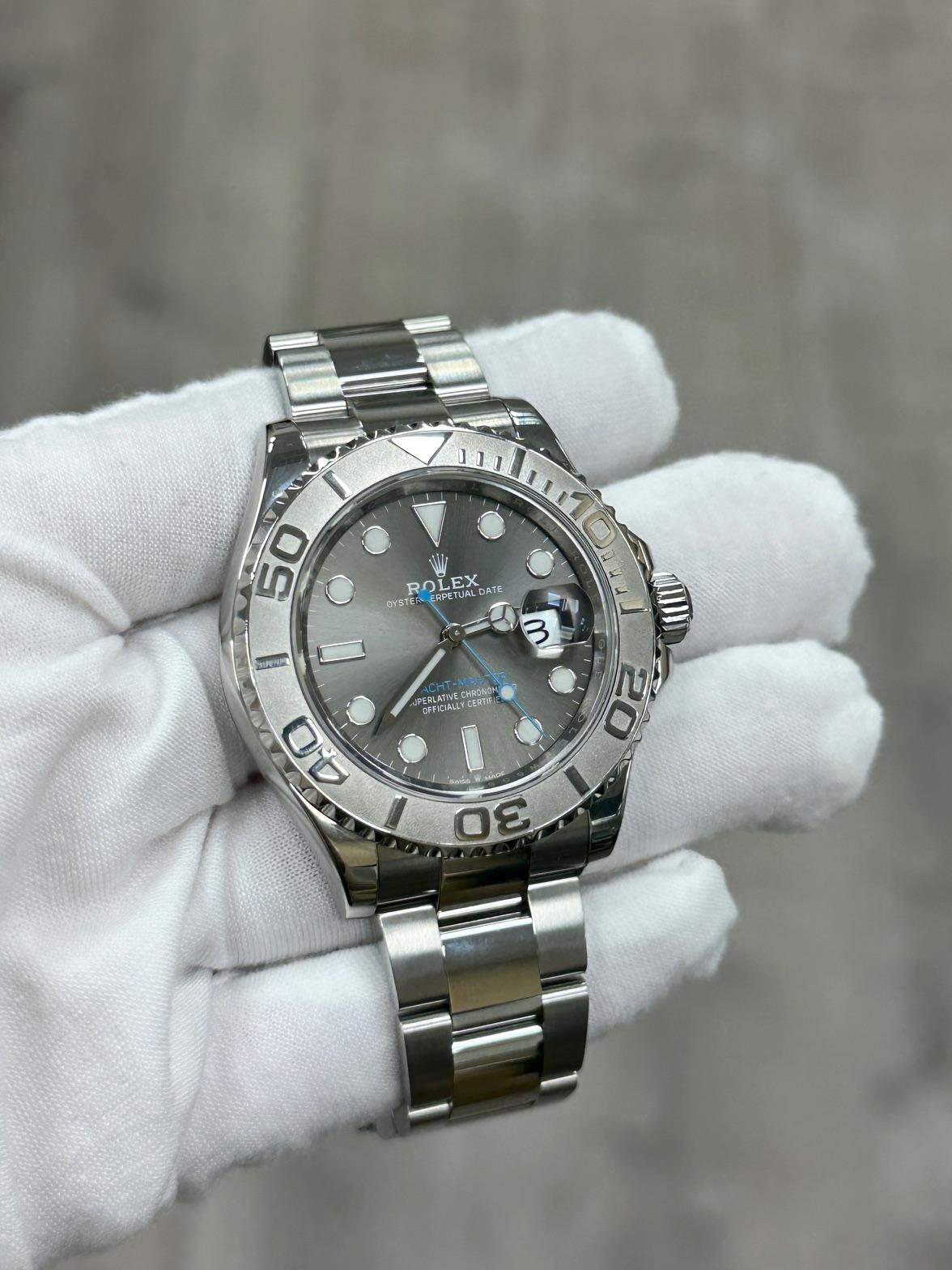 Rolex Yacht Master 126622 40mm Slate Rhodium Dial Platinum Bezel Steel Box Paper For Sale 4