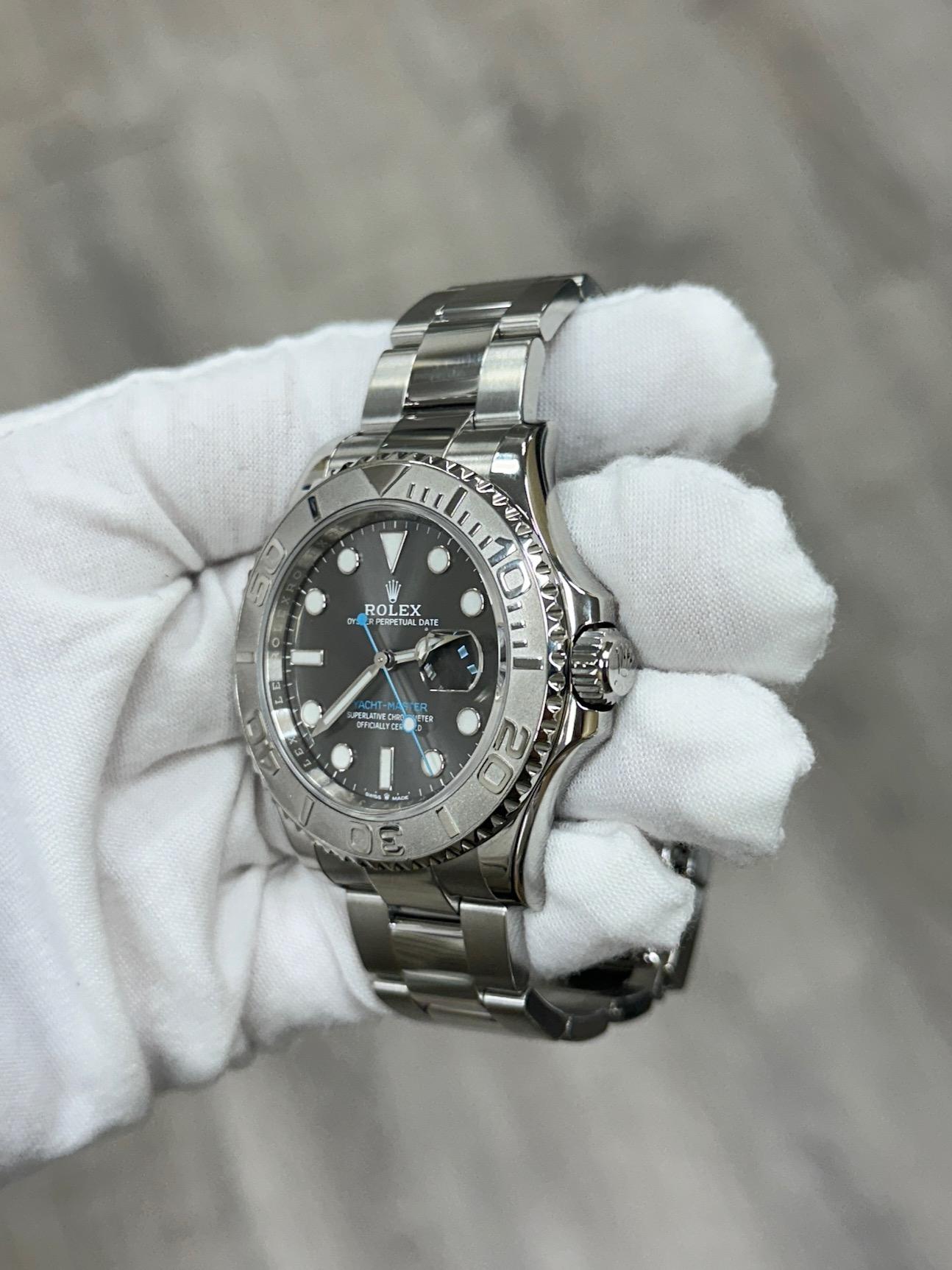 Rolex Yacht Master 126622 40mm Slate Rhodium Dial Platinum Bezel Steel Box Paper For Sale 5