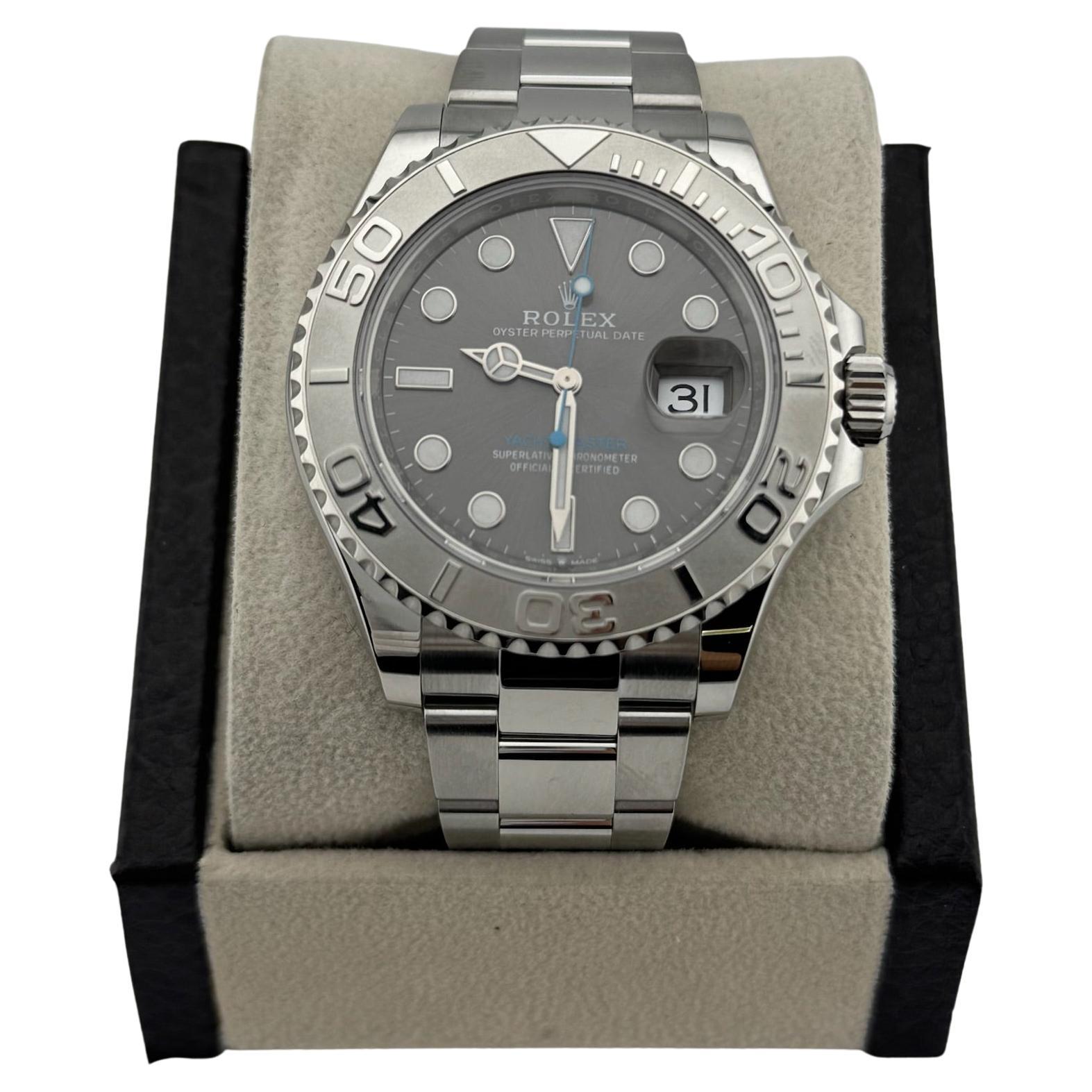 Rolex Yacht Master 126622 40mm Ardoise Cadran Rhodium Lunette Platine Acier Boîte Papier