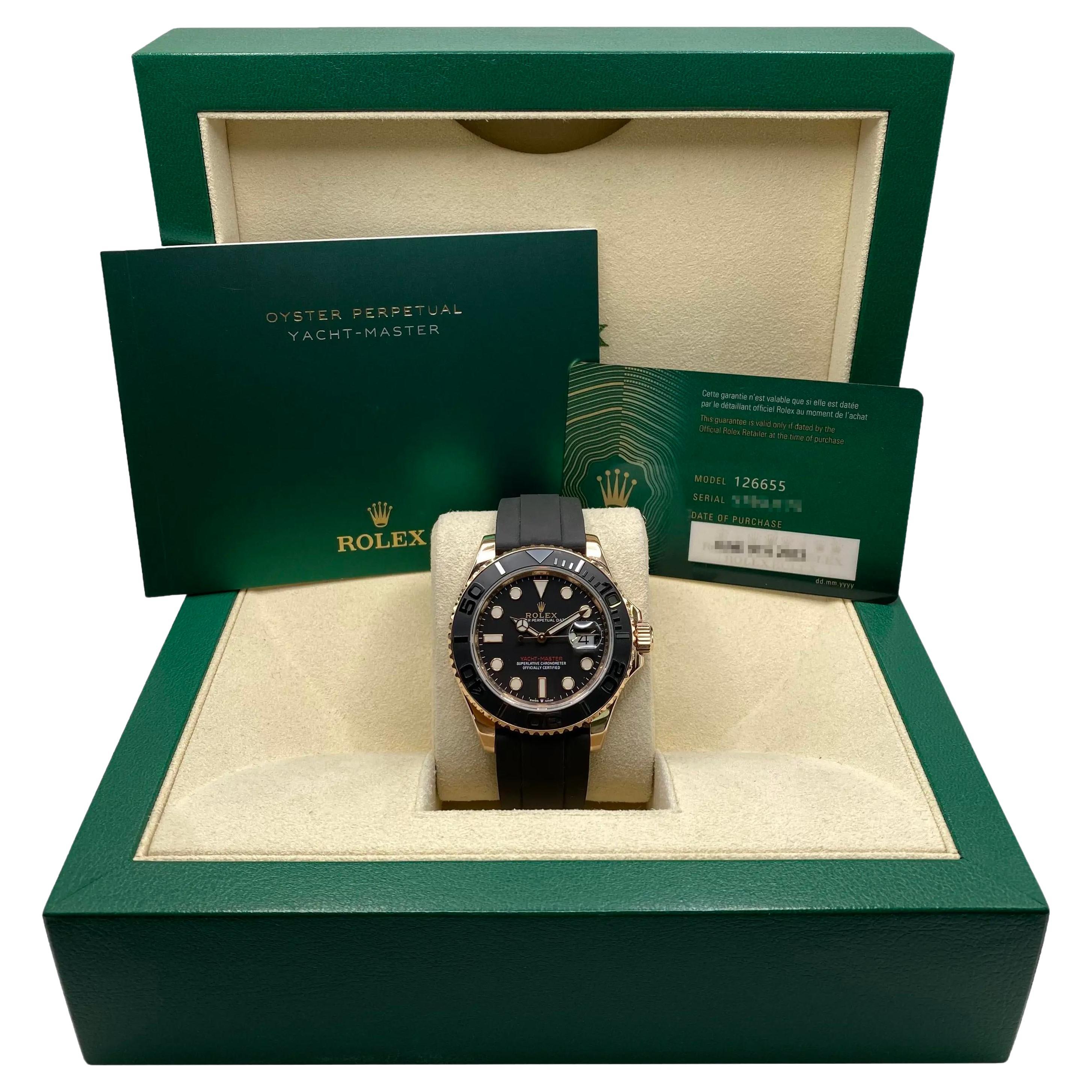 Rolex Yacht-Master 126655 18K Rose Gold Schwarzes Zifferblatt Automatikuhr B&P