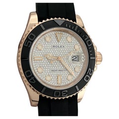 Rolex Yacht Master 126655 Esfera pavé de fábrica Oro rosa de 18 quilates Oysterflex Caja Papel