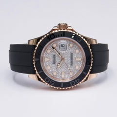Rolex Yacht-Master 126655 Pave Diamond Dial 18K Rose Gold Mens Watch Box Papers