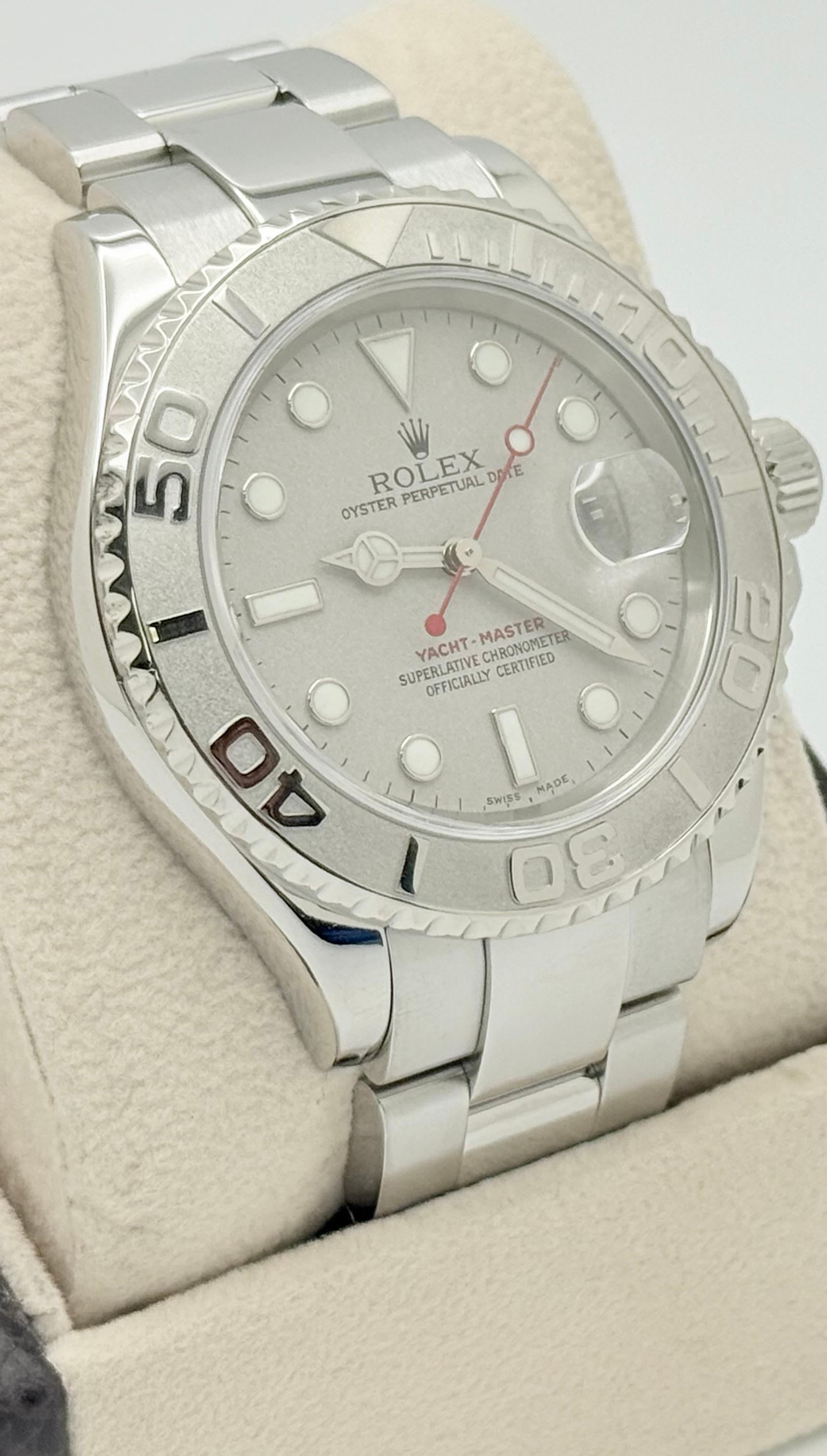 Uomo Rolex Yacht Master 16622 40mm Quadrante e lunetta in platino Steele in vendita