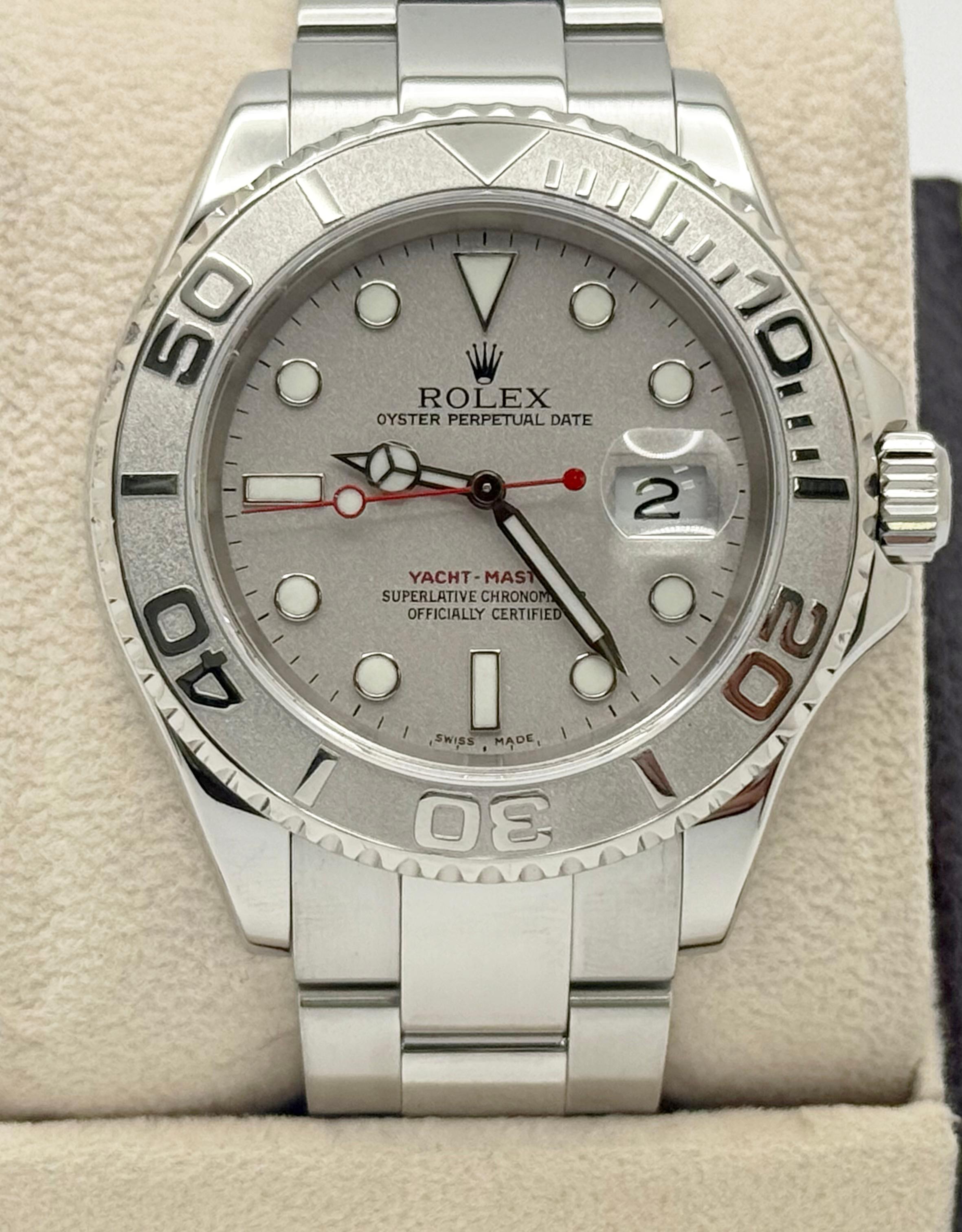 Rolex Yacht Master 16622 40mm Quadrante e lunetta in platino Steele in vendita 2
