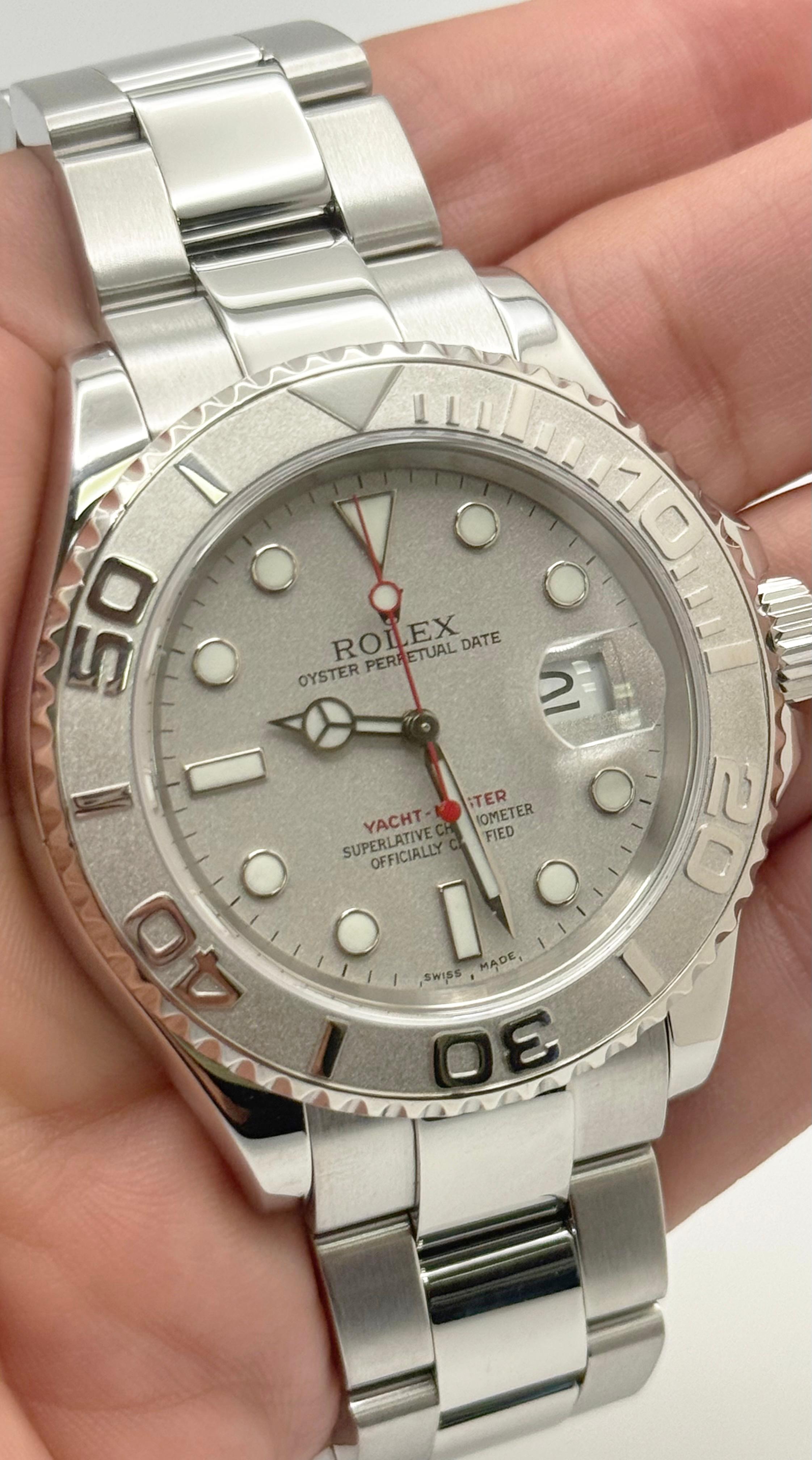 Rolex Yacht Master 16622 40mm Quadrante e lunetta in platino Steele in vendita 3