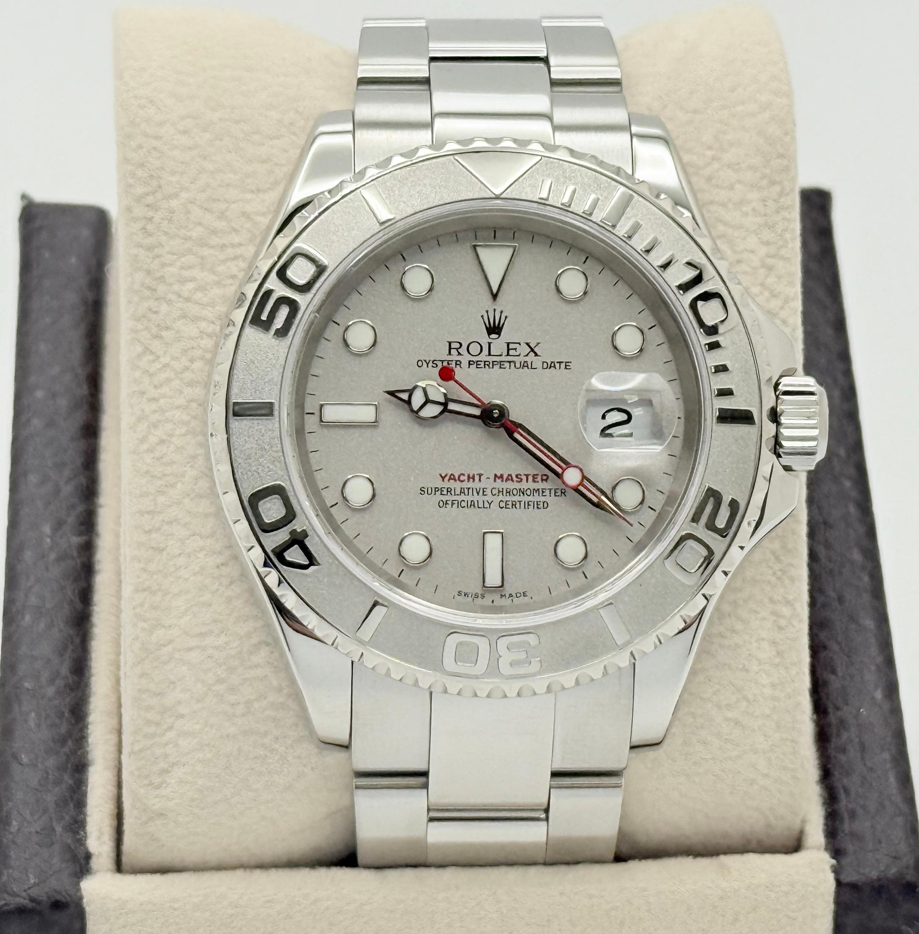 Rolex Yacht Master 16622 40mm Quadrante e lunetta in platino Steele in vendita 4