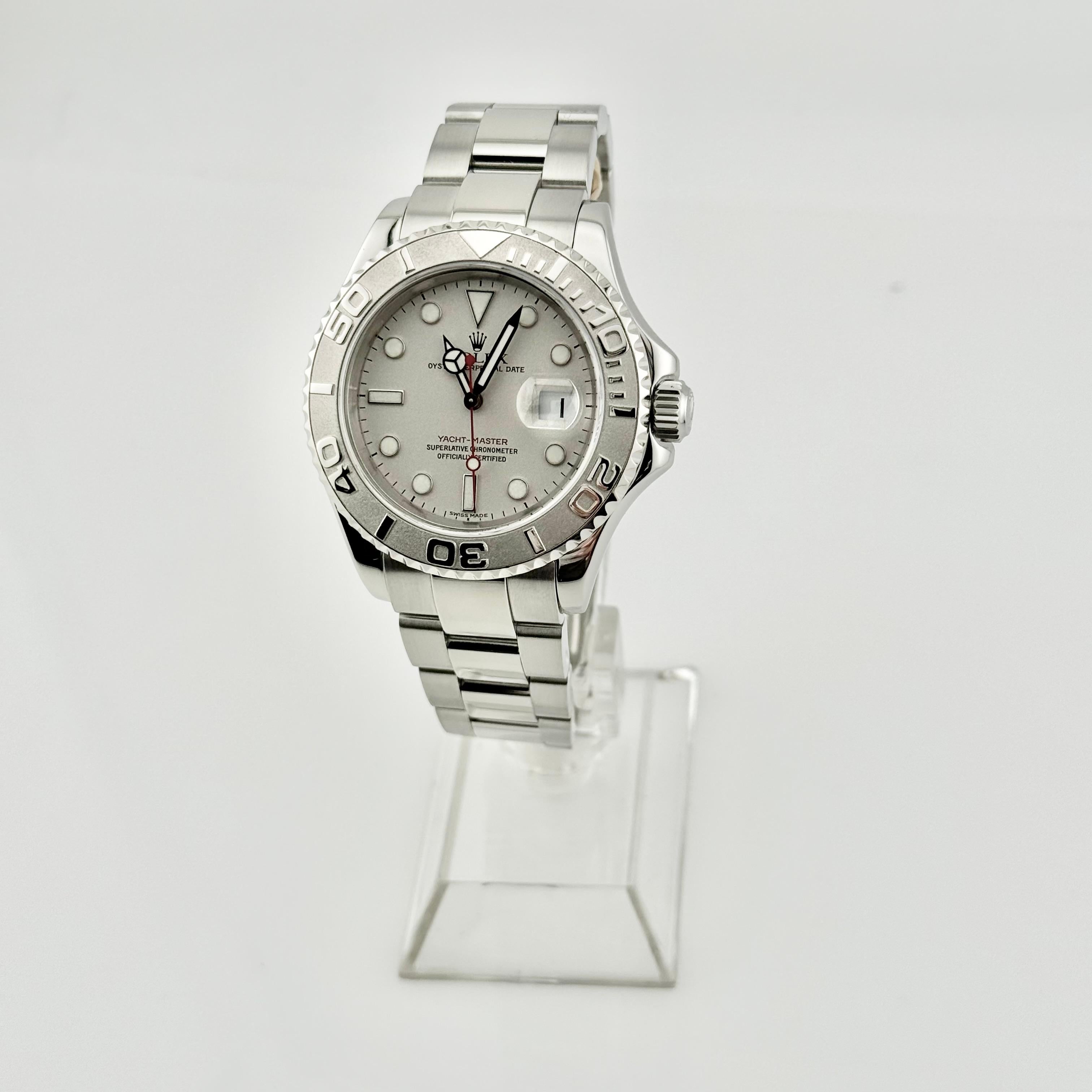 Rolex Yacht Master 16622 40mm Platin Zifferblatt Edelstahl Box Papiere im Angebot 9