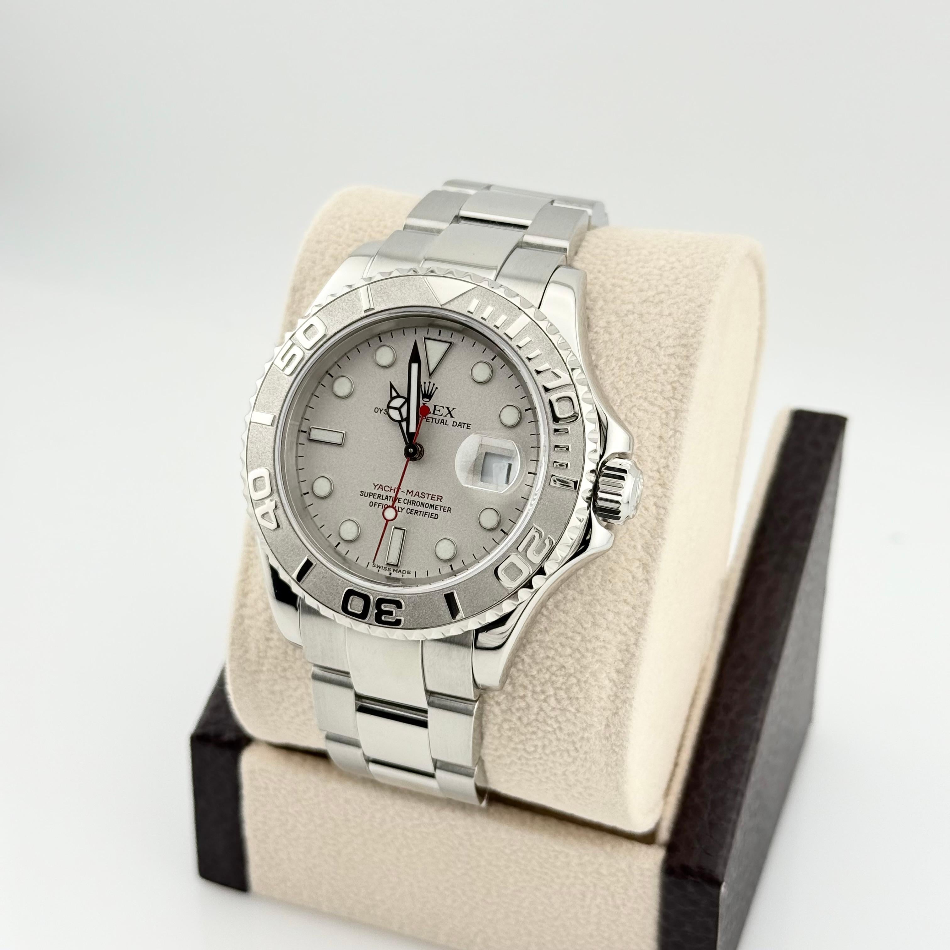 Rolex Yacht Master 16622 40mm Platin Zifferblatt Edelstahl Box Papiere im Angebot 3