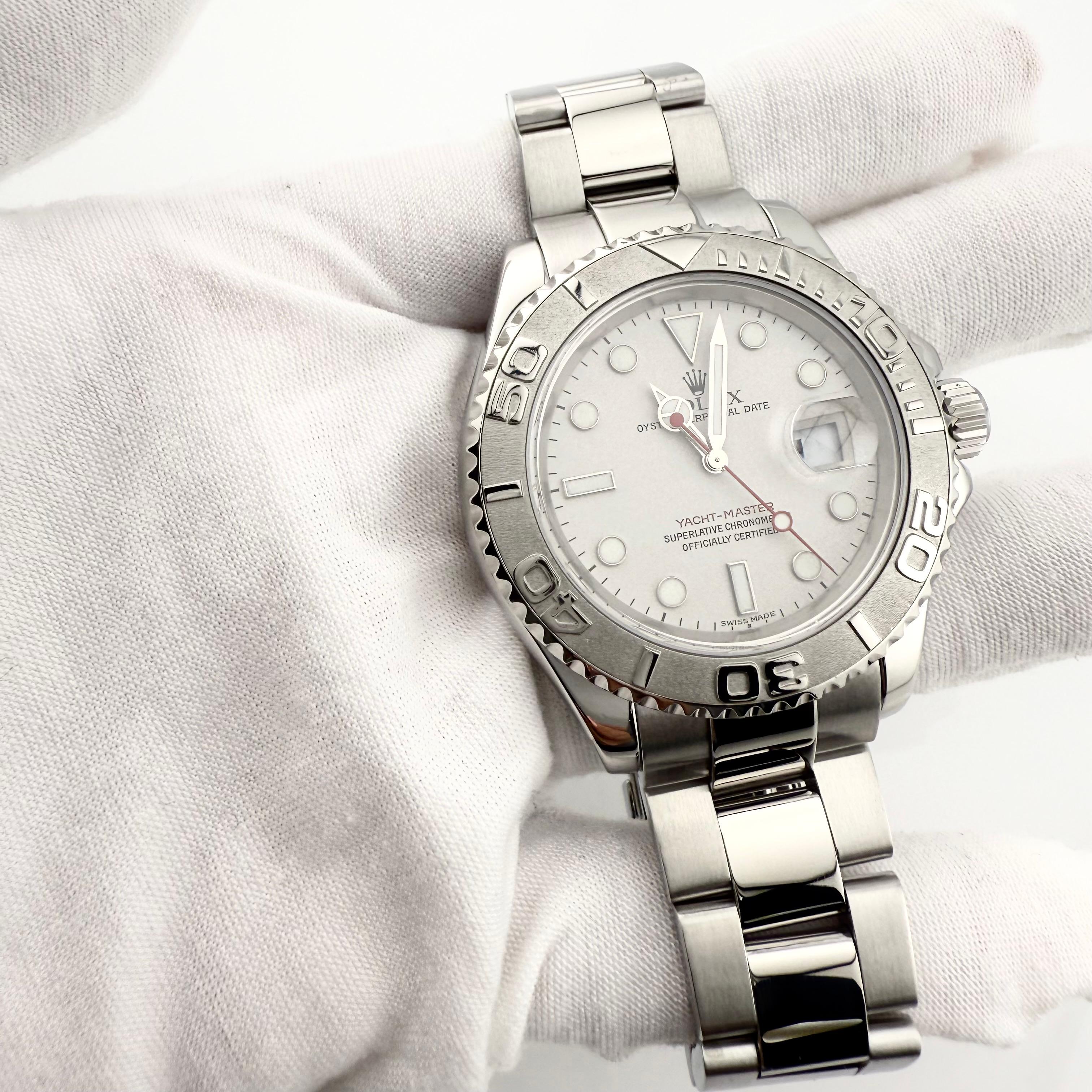 Rolex Yacht Master 16622 40mm Platin Zifferblatt Edelstahl Box Papiere im Angebot 4