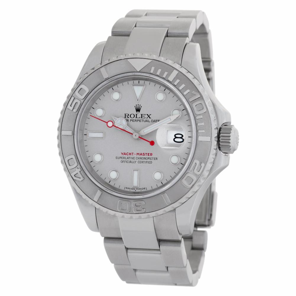 Rolex Yacht-Master in stainless steel with platinum rotating bezel. Auto w/ sweep seconds and day. 40 mm case size. Ref 16622. Circa 2007. **Bank wire only at this price** Fine Pre-owned Rolex Watch. Certified preowned Sport Rolex Yacht-Master 16622
