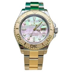 Rolex Yacht Master 16623 Schwarz MOP Zifferblatt 18K Gelbgold Stahl Box Papiere 2016