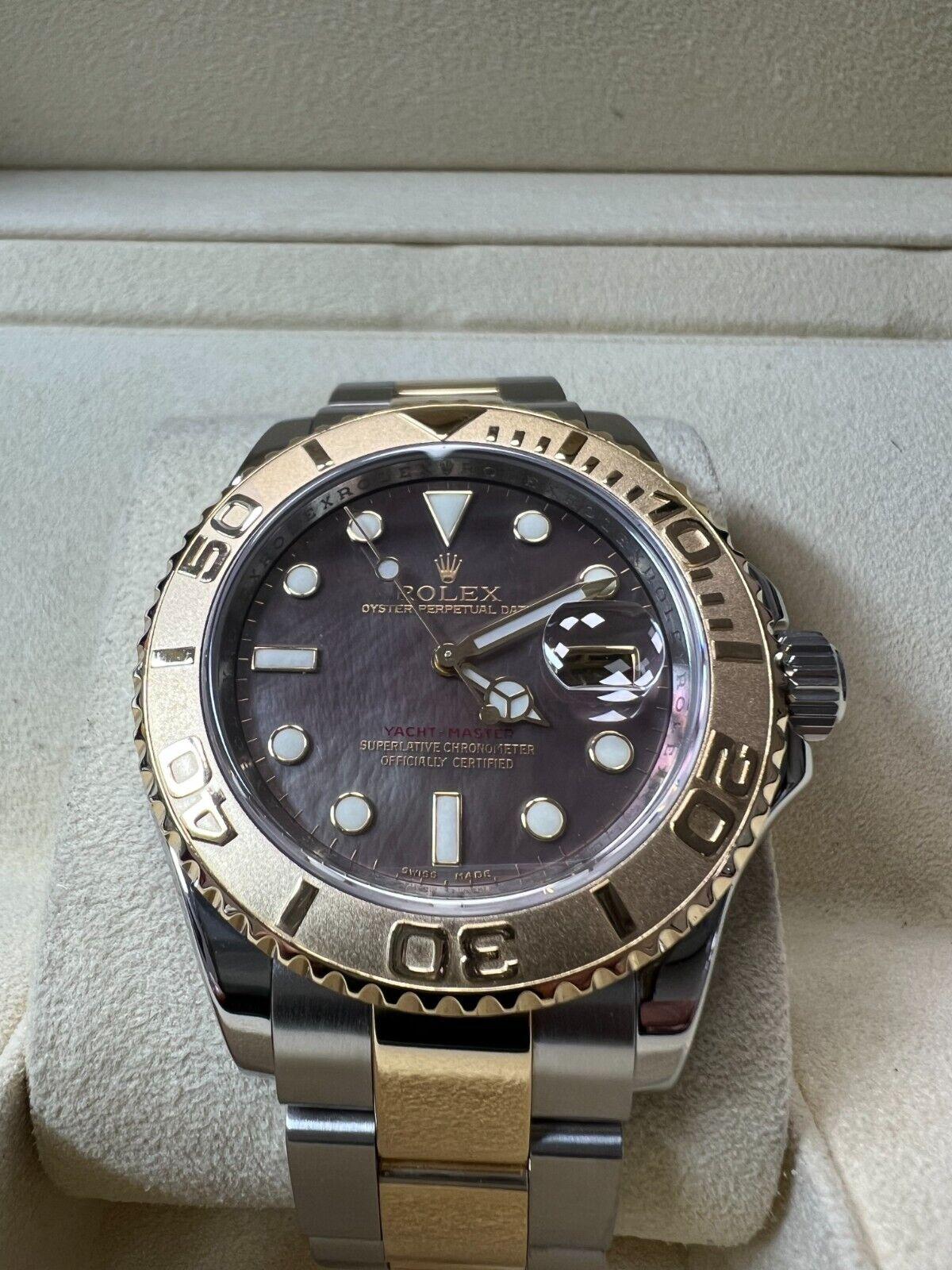 Rolex Yacht Master 16623 Tahitian MOP Dial 18K Gold Stainless Steel For Sale 4