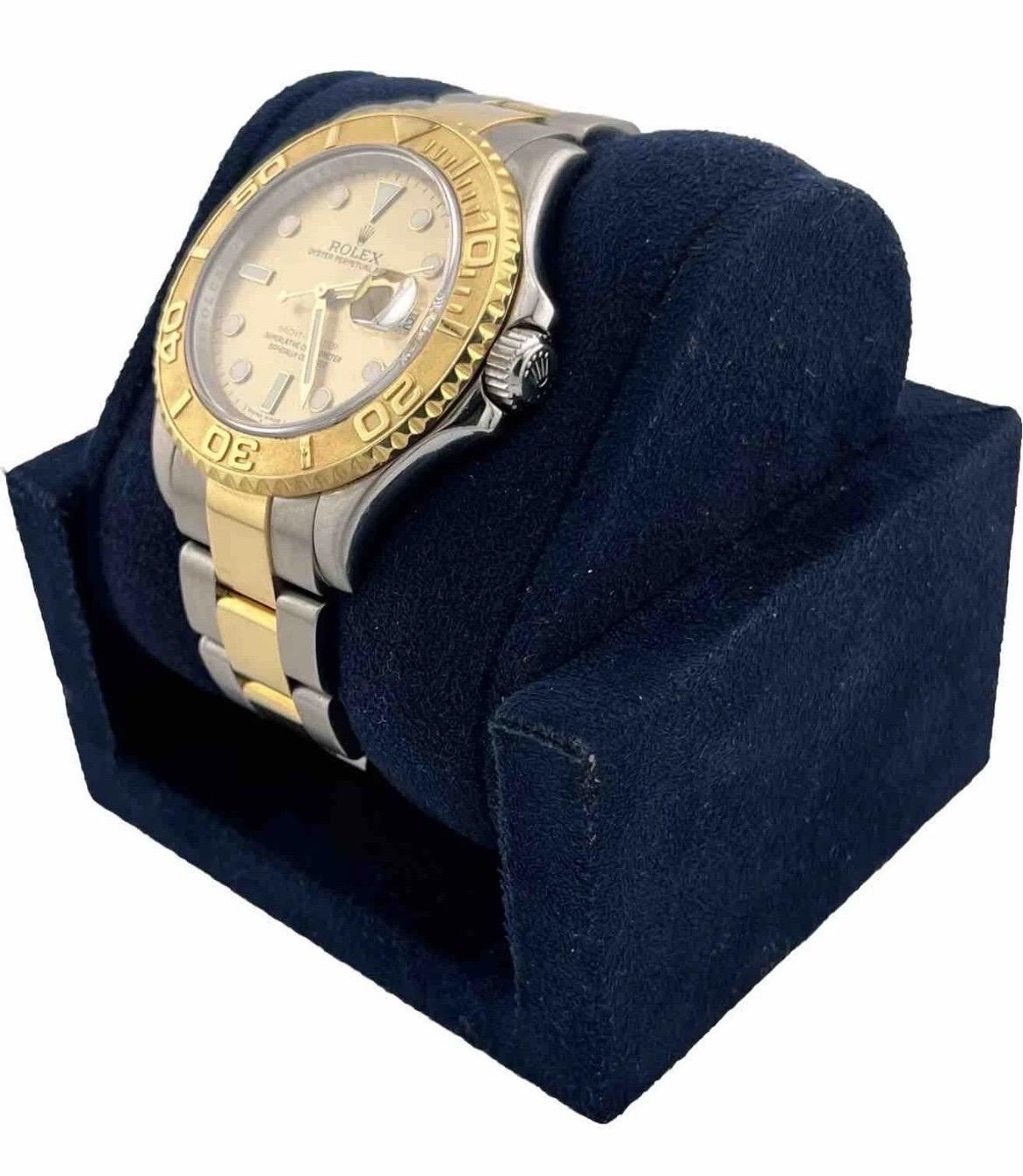 Rolex Yacht-Master 16623 zwei Ton Gelbgold Stahl Champagner Zifferblatt 40mm Uhr Herren im Angebot