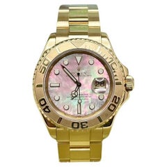 Rolex Yacht Master 16628 40mm Black MOP Dial 18K Yellow Gold Box Papers