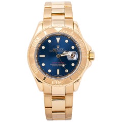 Rolex Yacht-Master 16628 B 18 Karat Yellow Gold Blue Dial Men's Watch