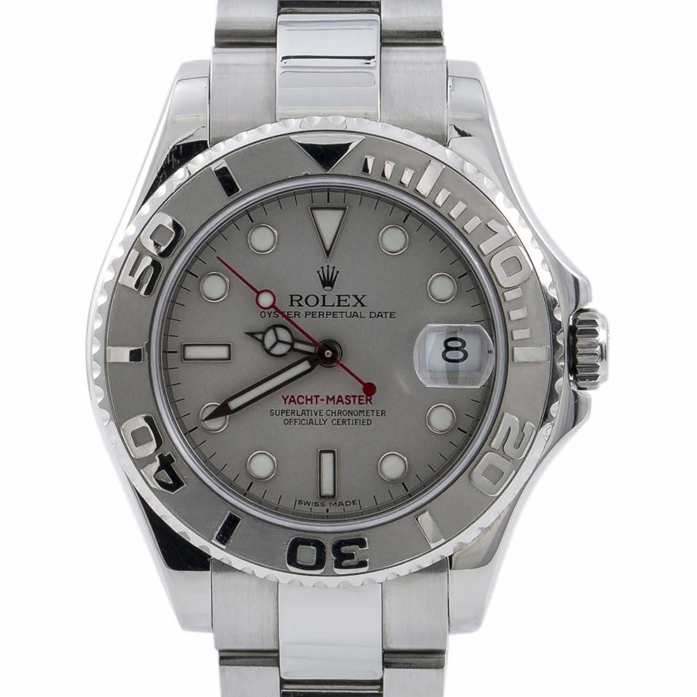 Rolex Yacht-Master 168622, Silver Dial, Certified and Warranty In Excellent Condition For Sale In Miami, FL