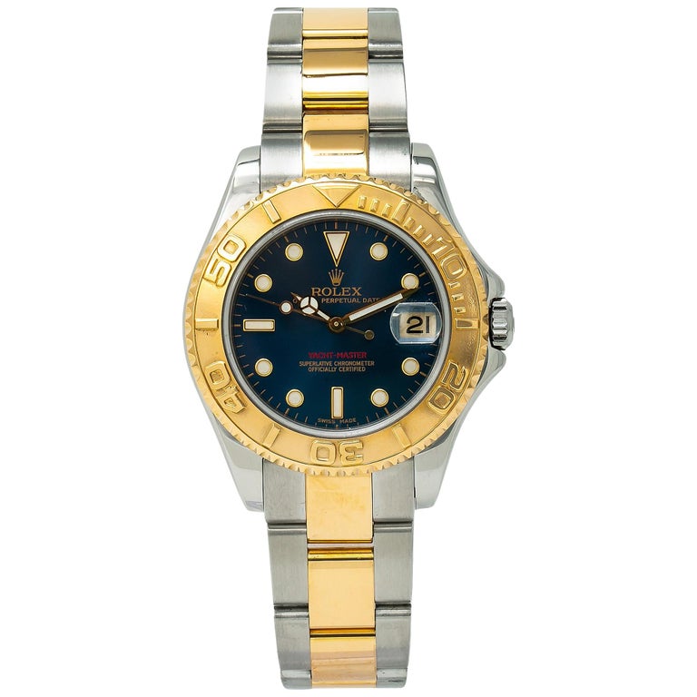 Rolex Yacht-Master 168623, Blue Dial, Certified and Warranty at 1stDibs
