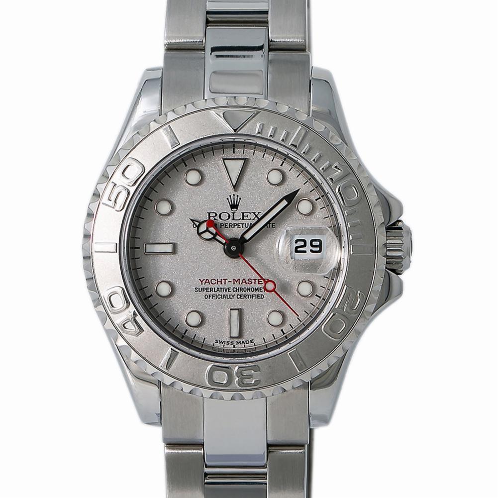 Rolex Yacht-Master 169622 Women's Automatic Watch Platinum Dial and Bezel In Excellent Condition In Miami, FL