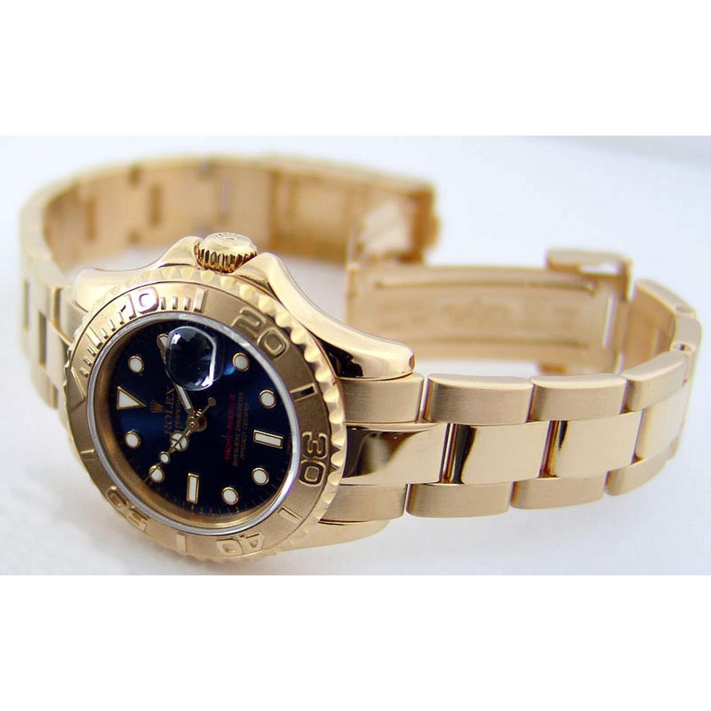 Women's Rolex Yacht-Master 169628, Blue Dial, Certified and Warranty For Sale