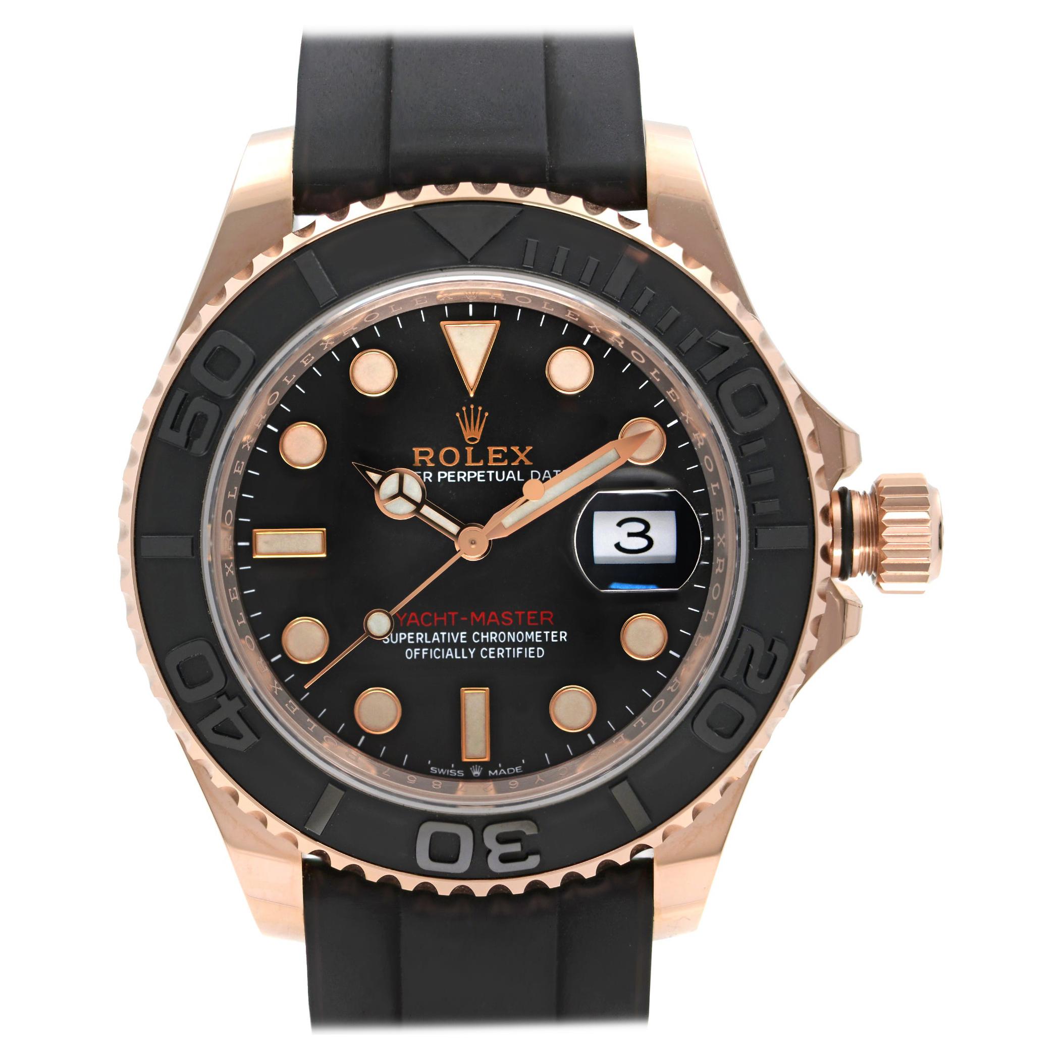 Rolex Yacht-Master 18k Rose Gold Black Dial Automatic Mens Watch 126655