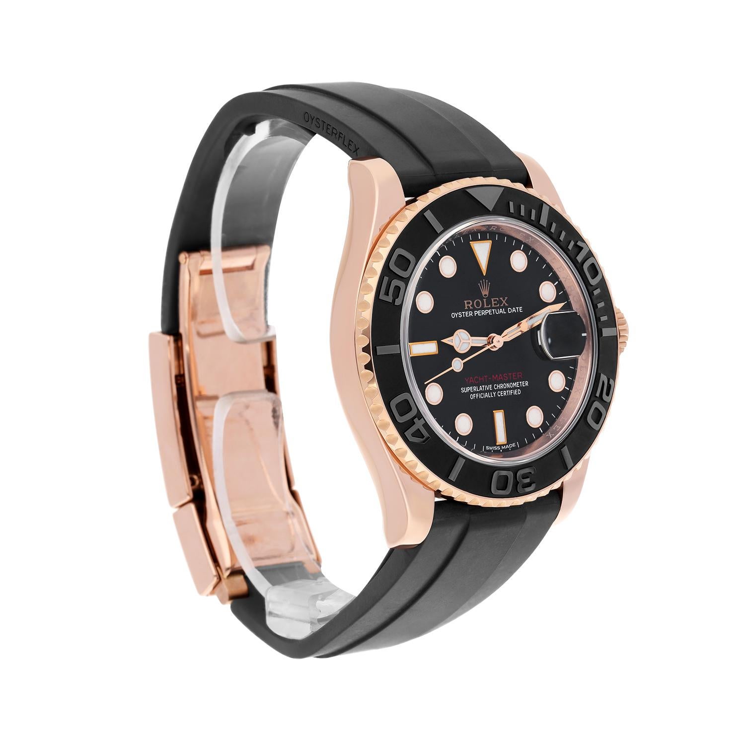 Modern Rolex Yacht-Master 18K ROSE GOLD Oysterflex 40mm Watch 116655 Complete MINT For Sale
