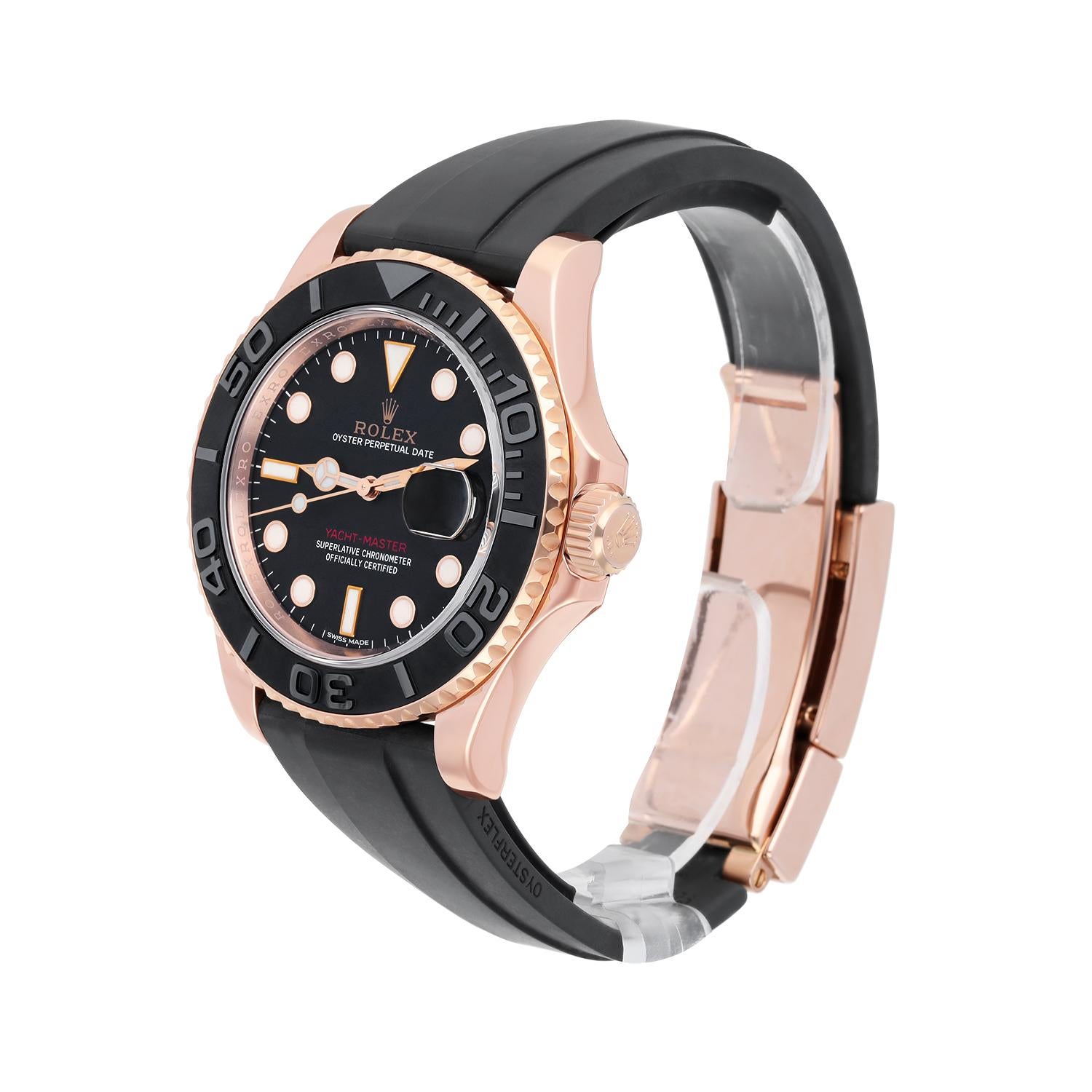 Men's Rolex Yacht-Master 18K ROSE GOLD Oysterflex 40mm Watch 116655 Complete MINT For Sale