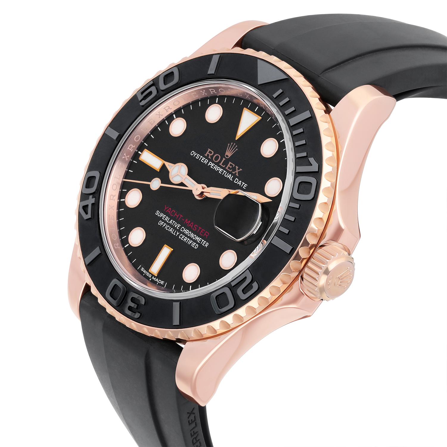 Rolex Yacht-Master 18K ROSE GOLD Oysterflex 40mm Watch 116655 Complete MINT en vente 1