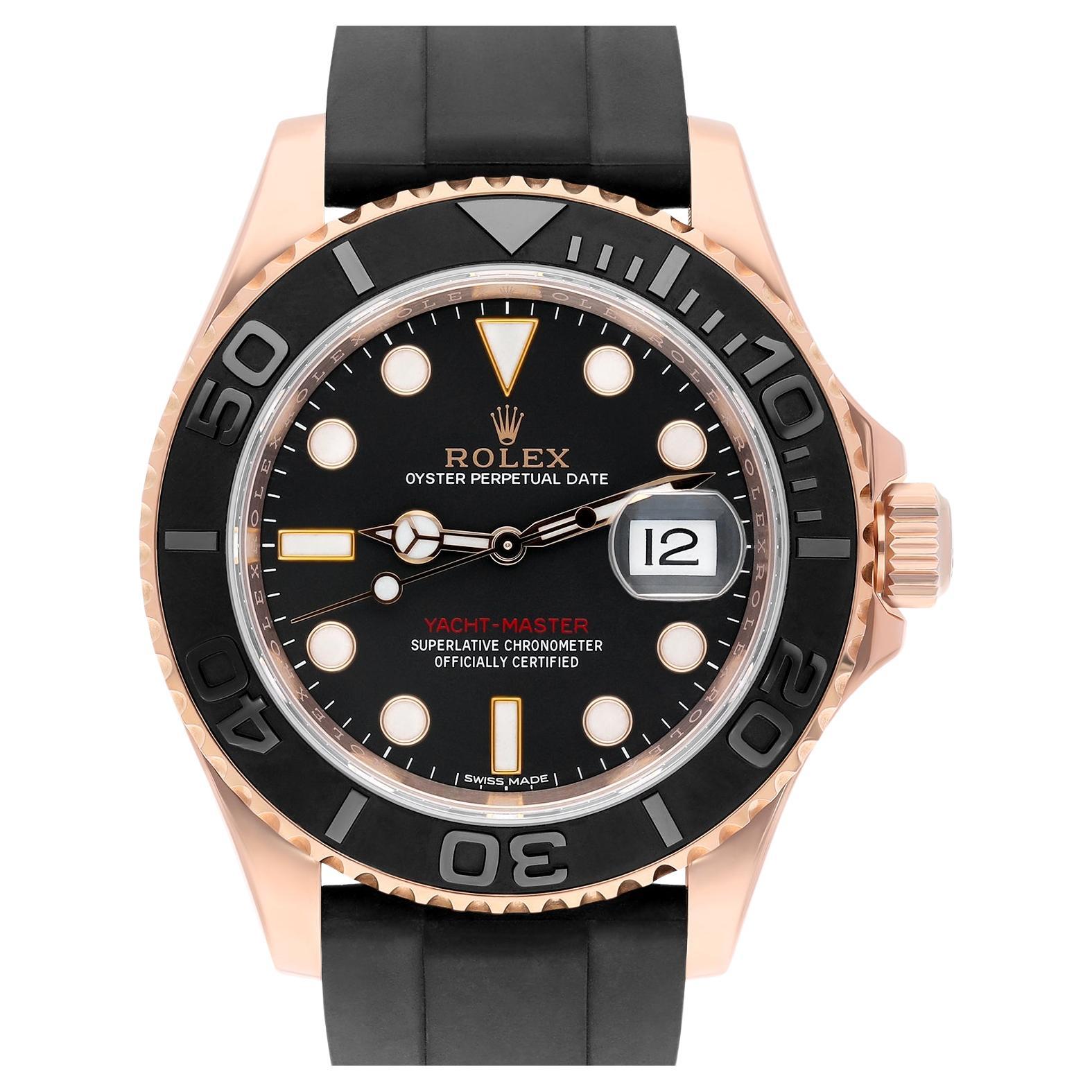 Rolex Yacht-Master 18K ROSE GOLD Oysterflex 40mm Watch 116655 Complete MINT en vente