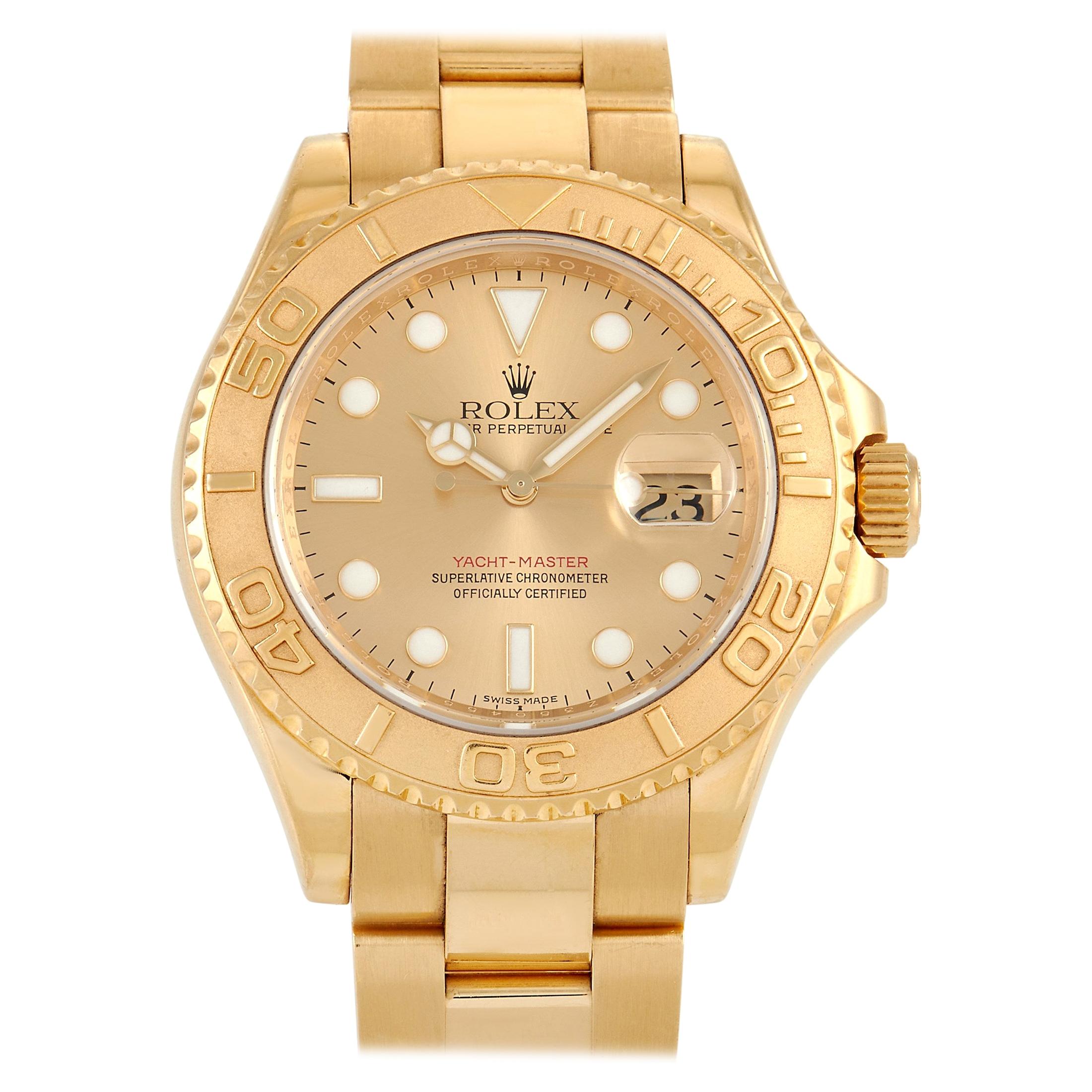 Rolex Yacht Master 18k Yellow Gold Champagne Watch 16628