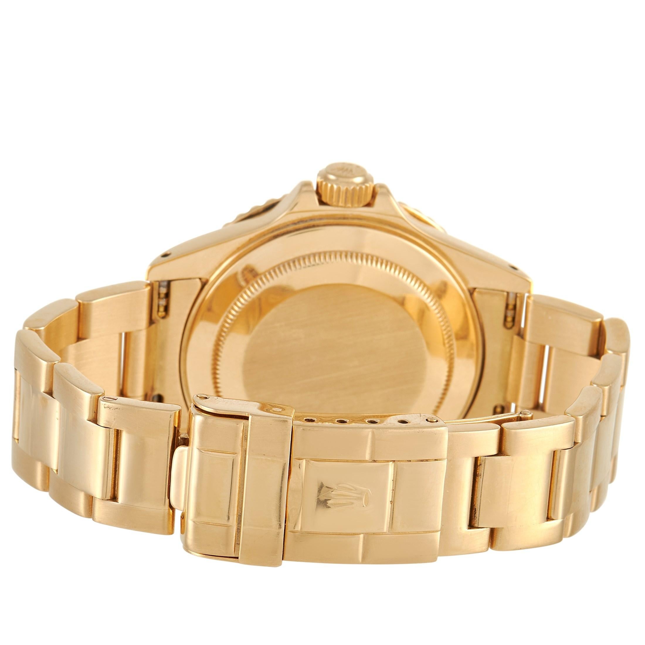 Women's or Men's Rolex Yacht Master 18k Yellow Gold Mother of Pearl Sapphire Watch 16628MOPSAP