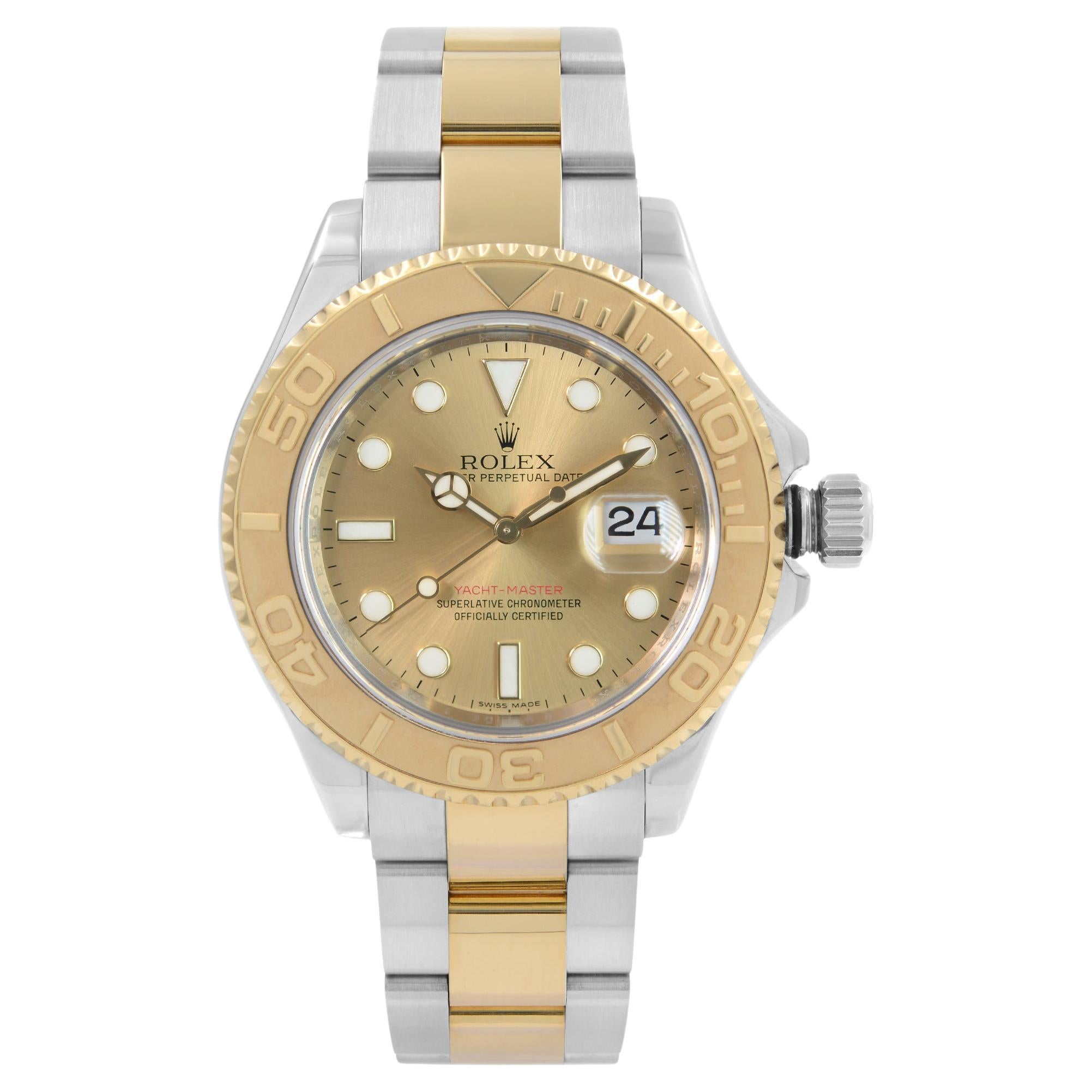 Rolex Yacht-Master 18K Yellow Gold Steel Champagne Dial Automatic Watch 16623 For Sale