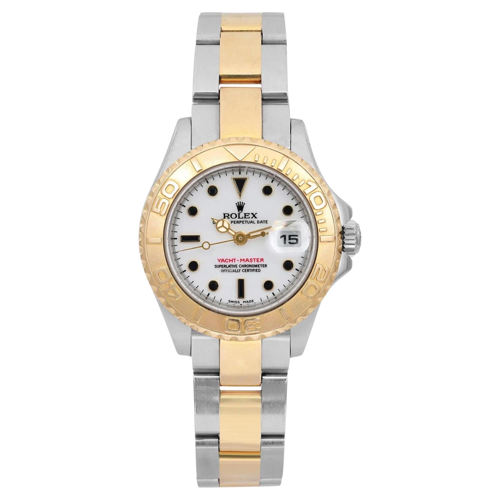 Rolex Yacht-Master 18K Yellow Gold Steel White Dial Ladies Watch 169623