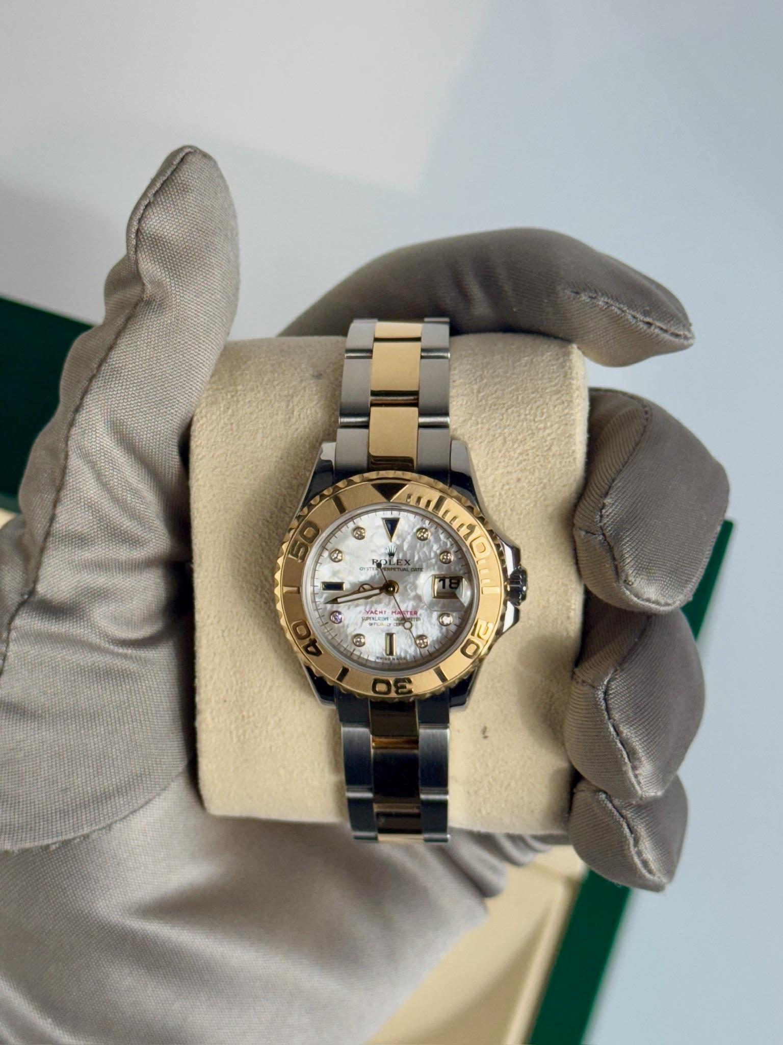 Round Cut Rolex Yacht-Master 28mm MOP Diamond Dial SS/YG Oyster Date: 2005 Style 169623