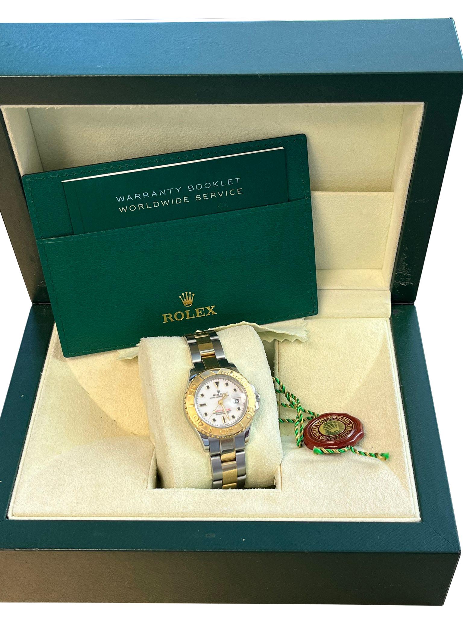 Modernist Rolex Yacht-Master 29mm Yellow Gold & Steel White Index Dial Women Watch 169623