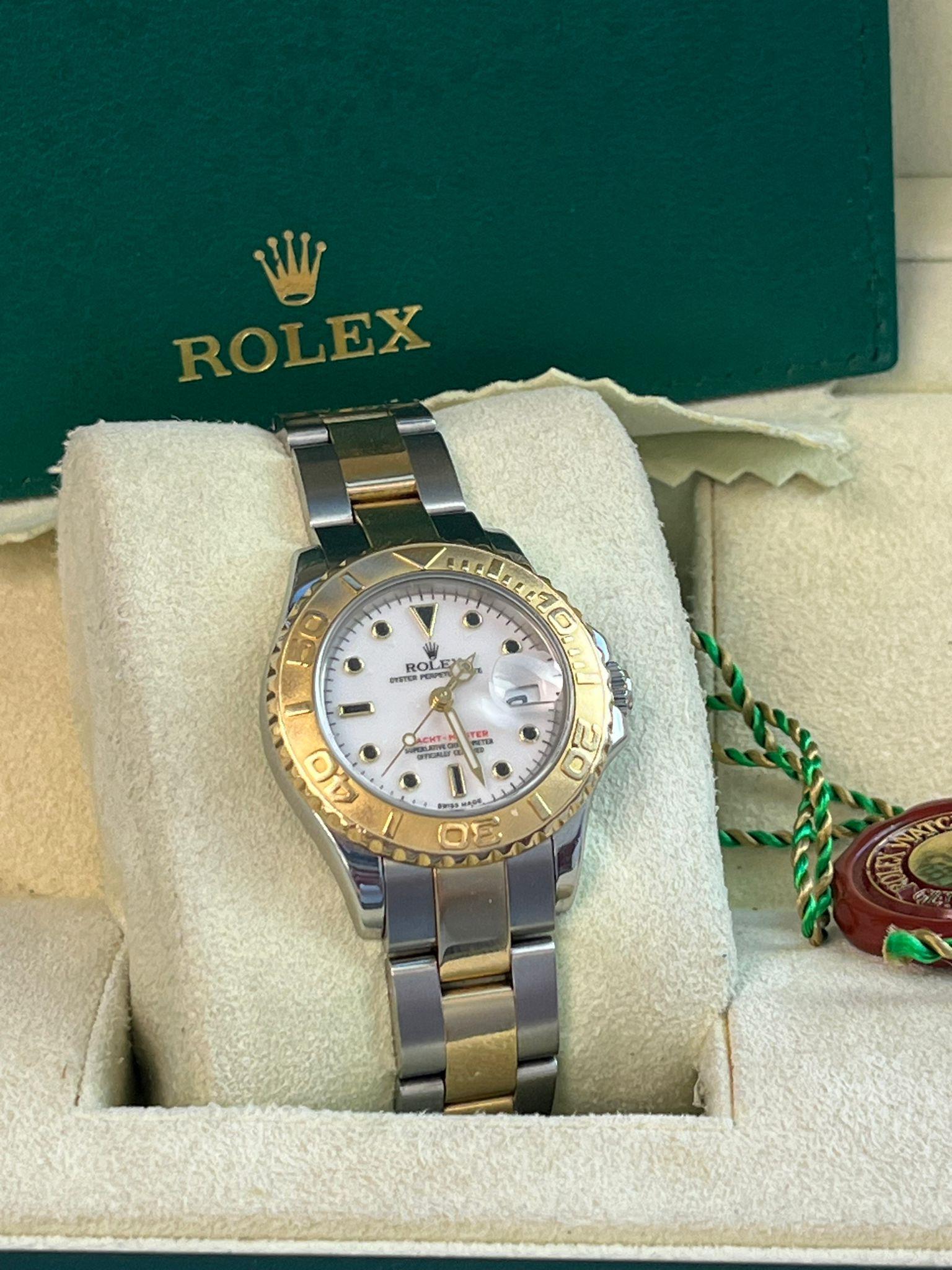Women's Rolex Yacht-Master 29mm Yellow Gold & Steel White Index Dial Women Watch 169623