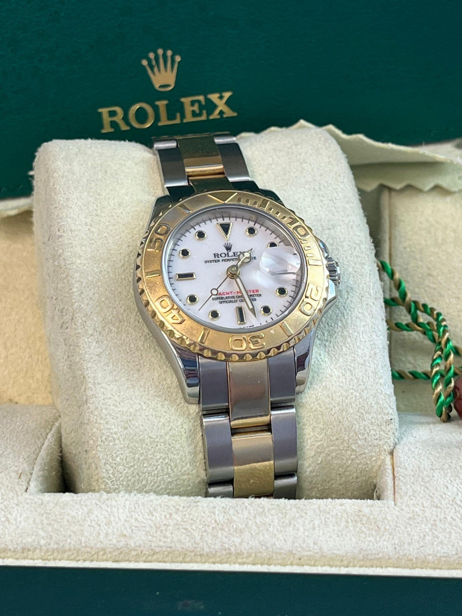 Rolex Yacht-Master 29mm Yellow Gold & Steel White Index Dial Women Watch 169623 1