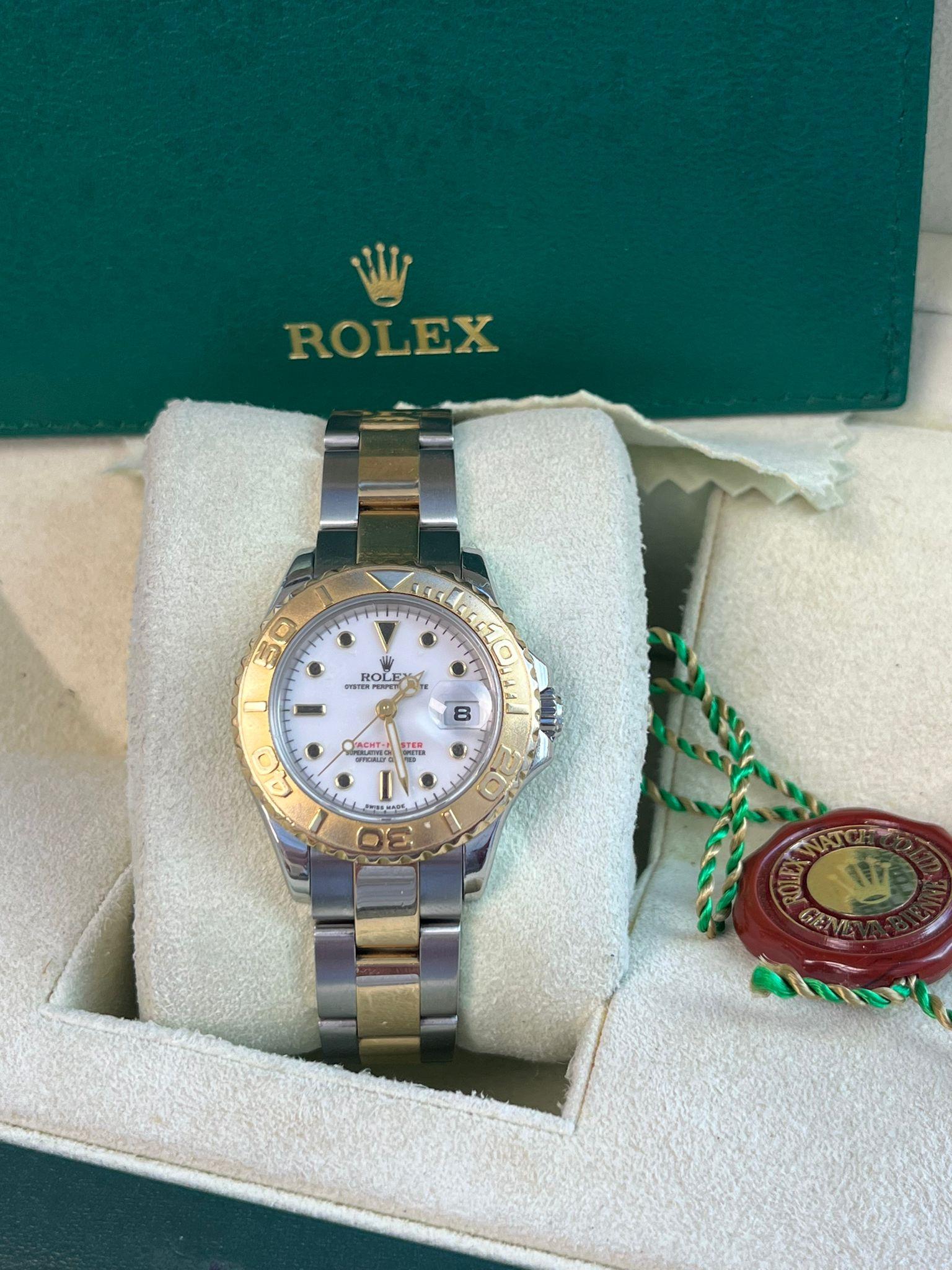 Rolex Yacht-Master 29mm Yellow Gold & Steel White Index Dial Women Watch 169623 2