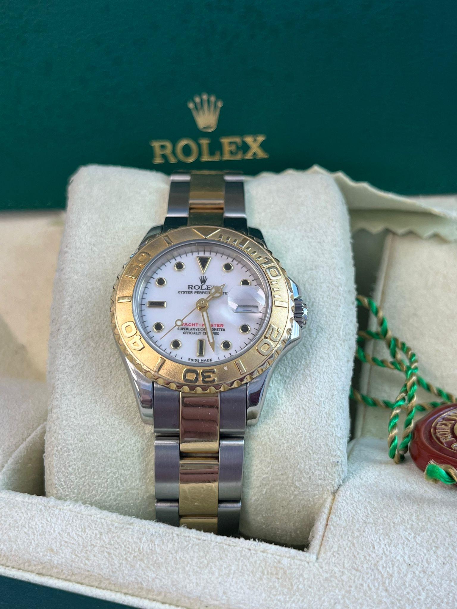 Rolex Yacht-Master 29mm Yellow Gold & Steel White Index Dial Women Watch 169623 3