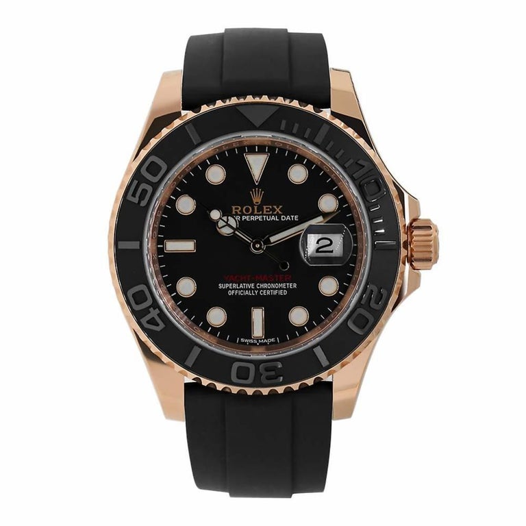 Rolex Yacht-Master Everose Gold Black Ceramic Oysterflex Watch 268655 ...