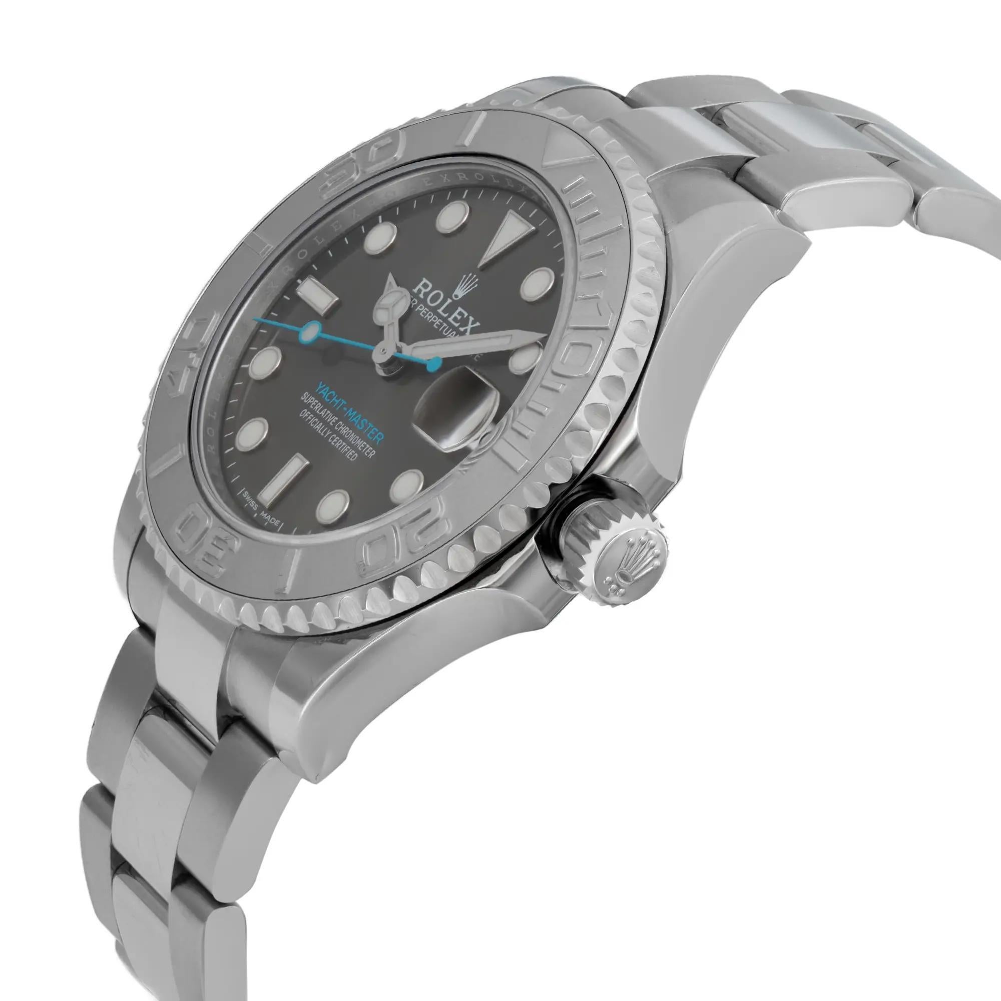 Rolex Yacht-Master 37mm Platinum Steel Rhodium Dial Automatic Watch 268622 In Good Condition For Sale In New York, NY
