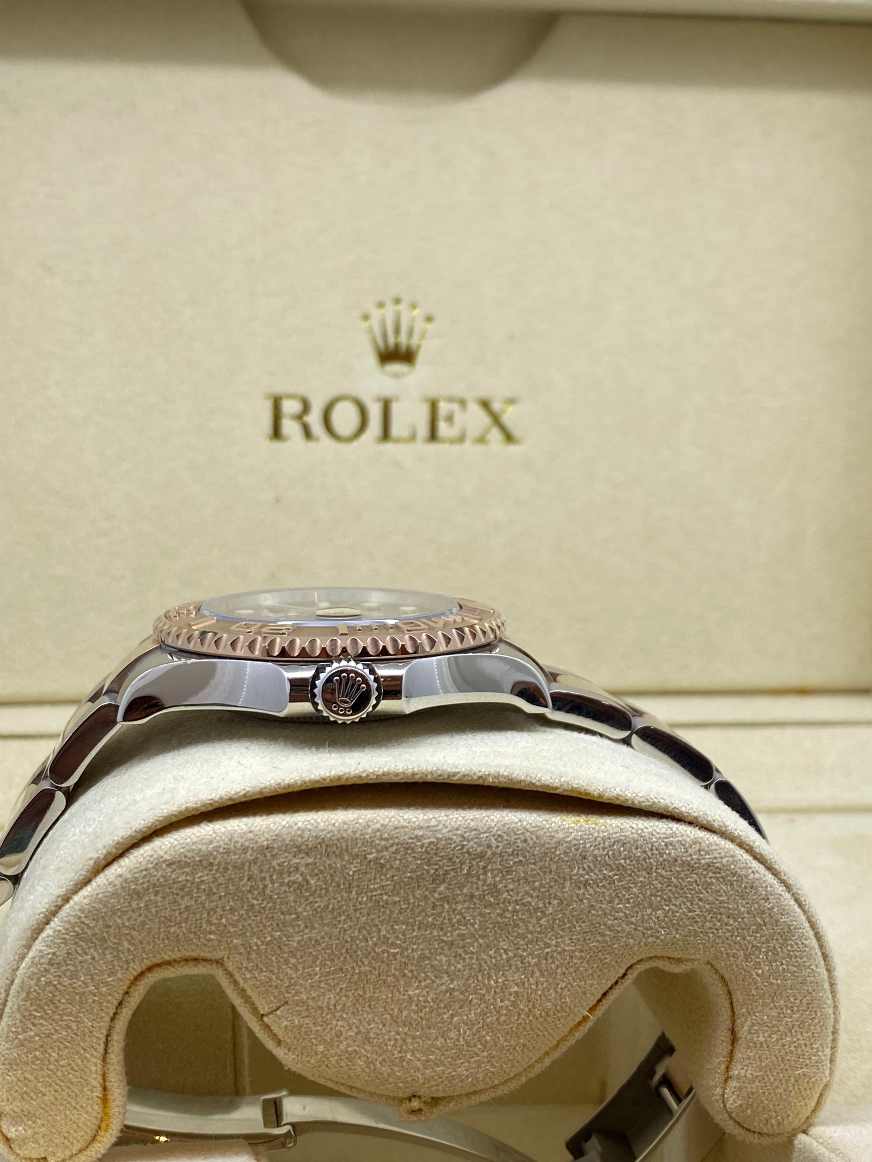 Rolex Yacht-Master 37mm ref 268621 18K Rose Gold & Steel Chocolate Dial, c2023 In Excellent Condition In MELBOURNE, AU