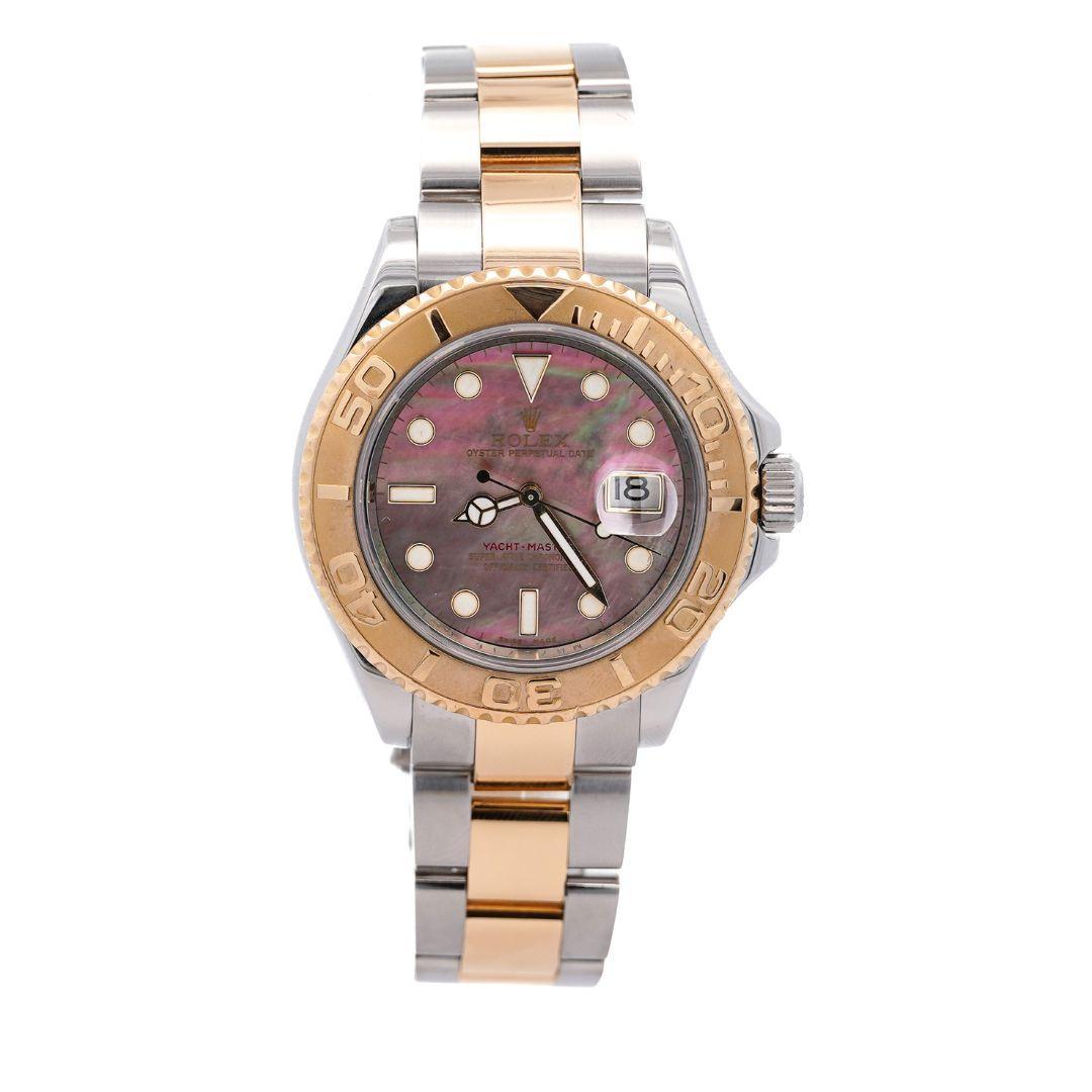 Rolex Yacht-Master 40 16623 Factory Black Mother of Pearl Dial 2 Tone Watch For Sale 4