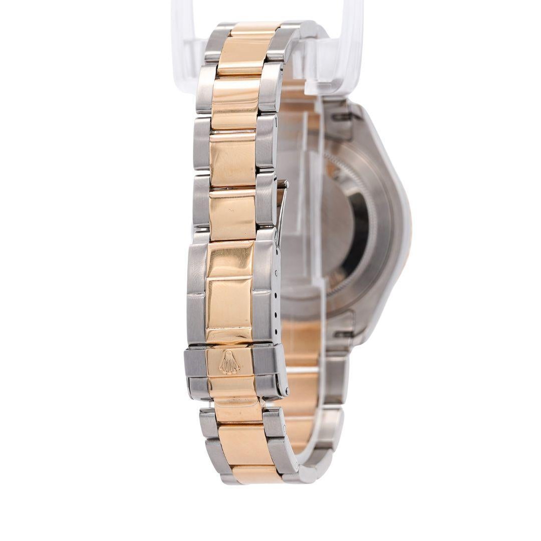 Radiant Cut Rolex Yacht-Master 40 16623 Factory Black Mother of Pearl Dial 2 Tone Watch For Sale