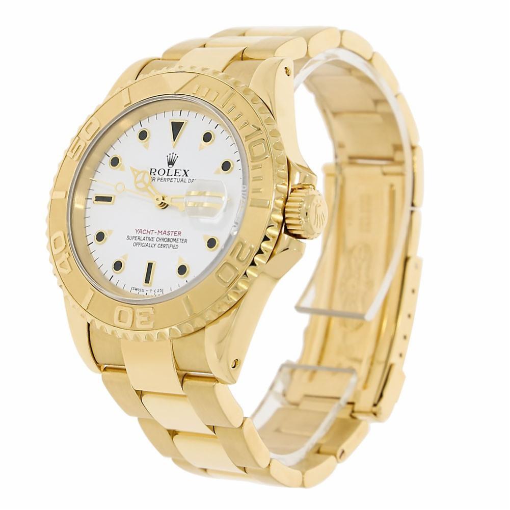 Contemporary Rolex Yacht-Master 40 18 Karat Yellow Gold White Dial Watch 16628