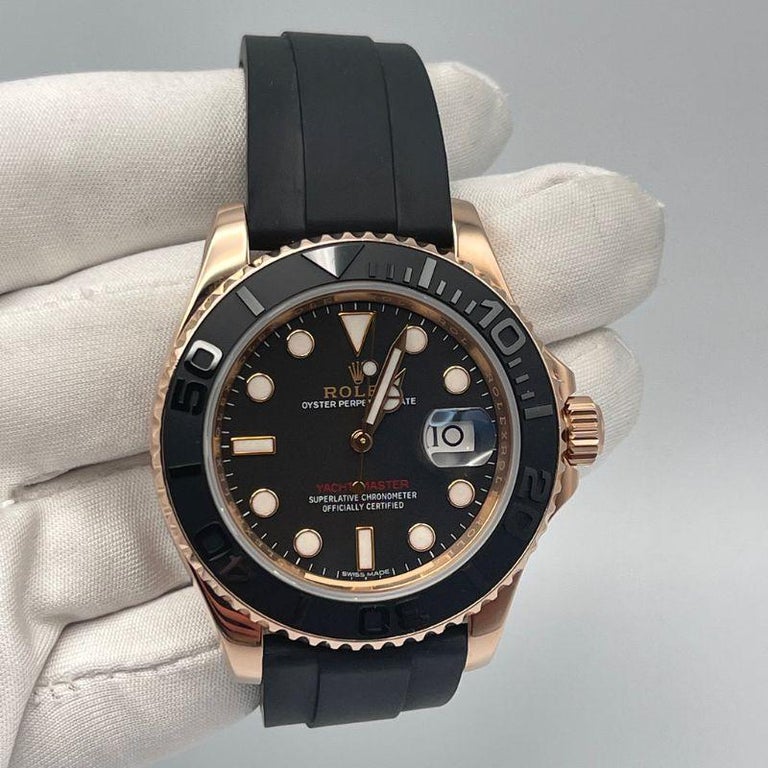 Rolex Yacht Master 40 Rose Gold Black Dial 116655 For Sale at 1stDibs