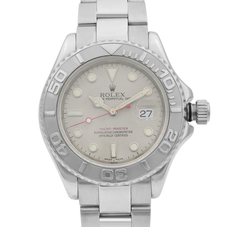 Rolex Yacht Master 40 Steel Platinum Bezel Grey Dial Automatic Men S Watch 16622 For Sale At 1stdibs