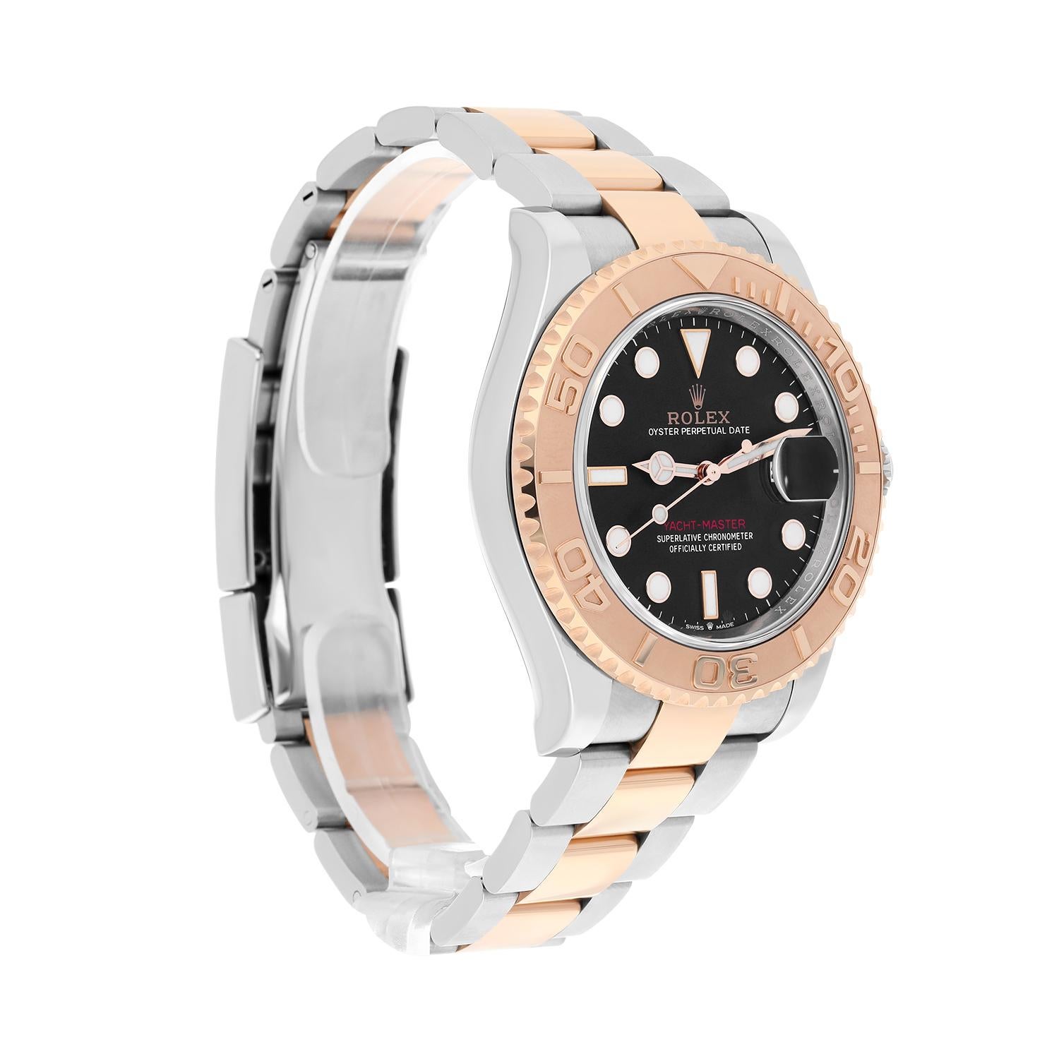 Modern Rolex Yacht-Master 40 Two Tone Rose Black Dial Men's Watch 126621 Complete For Sale