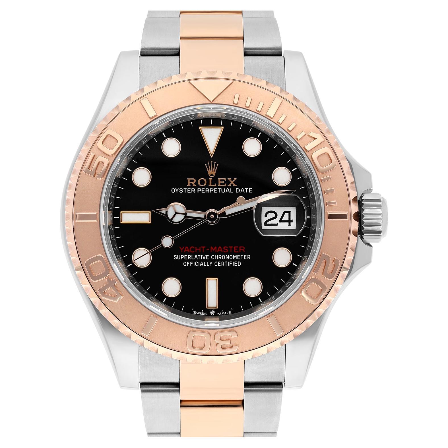 Rolex Yacht-Master 40 Two Tone Rose Black Dial Men's Watch 126621 Complete For Sale